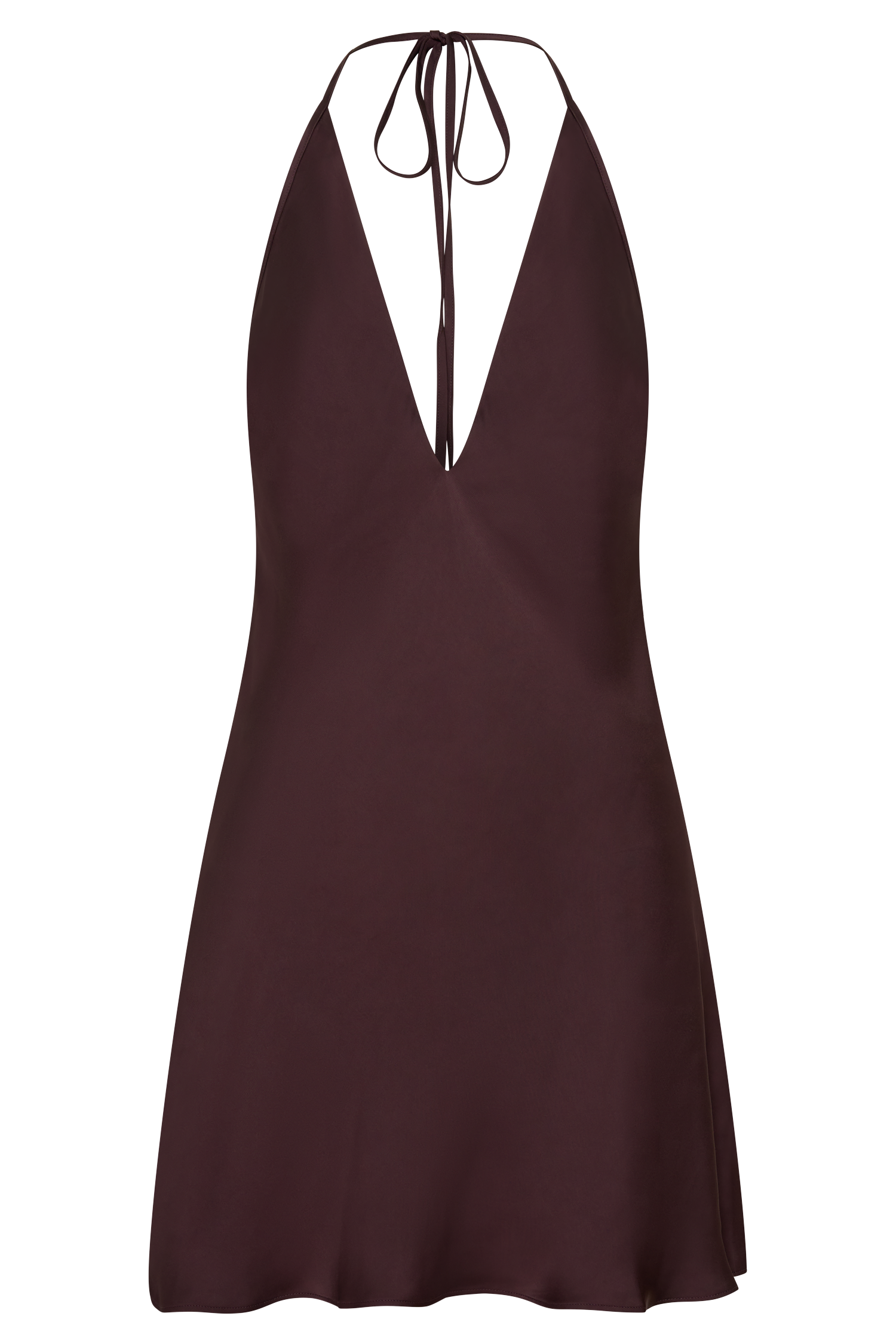 Regina Halter Lace And Satin Mini Dress - Chocolate