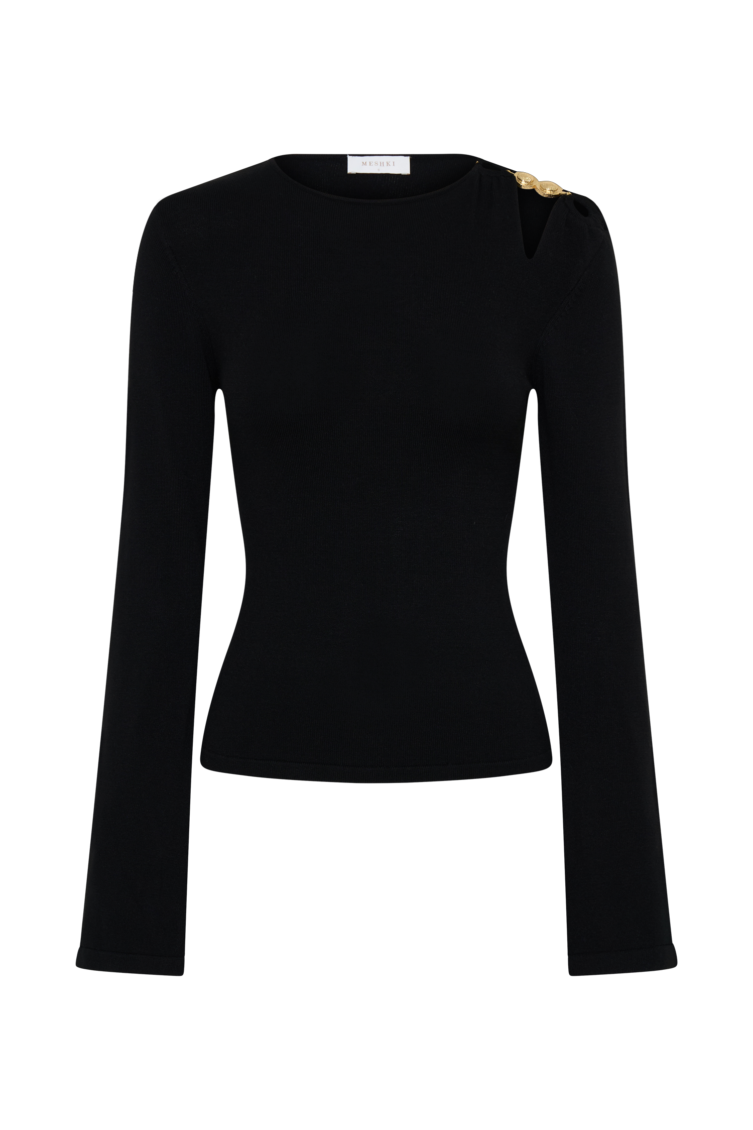 Ricky Knit Long Sleeve Longline Top - Black