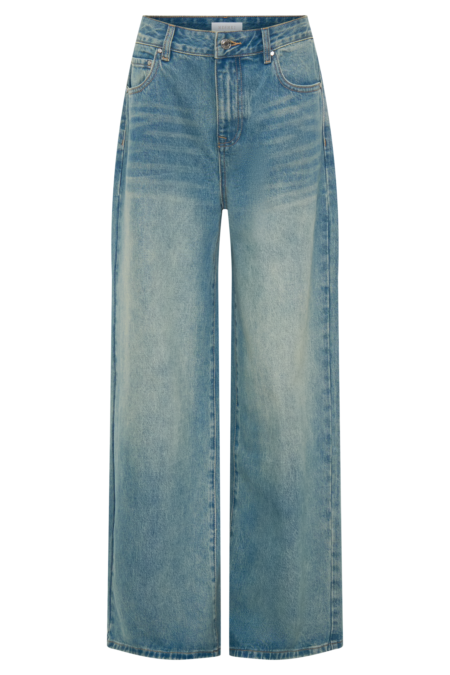 Romi Mid Rise Wide Leg Jeans - Faded Mid Blue