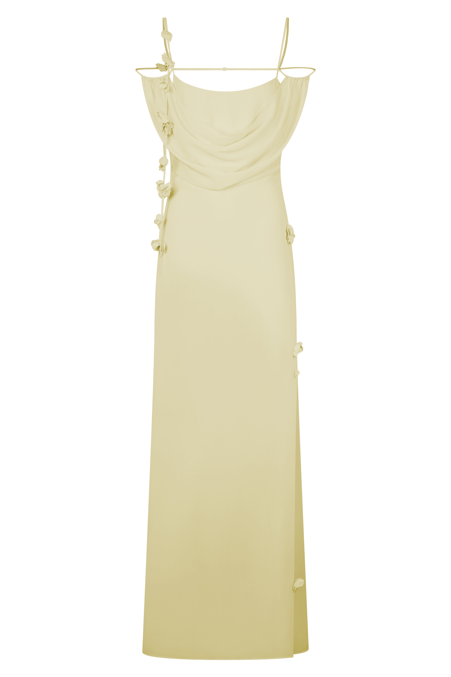 Rosalie Floral Chiffon Maxi Dress - Pastel Lemon