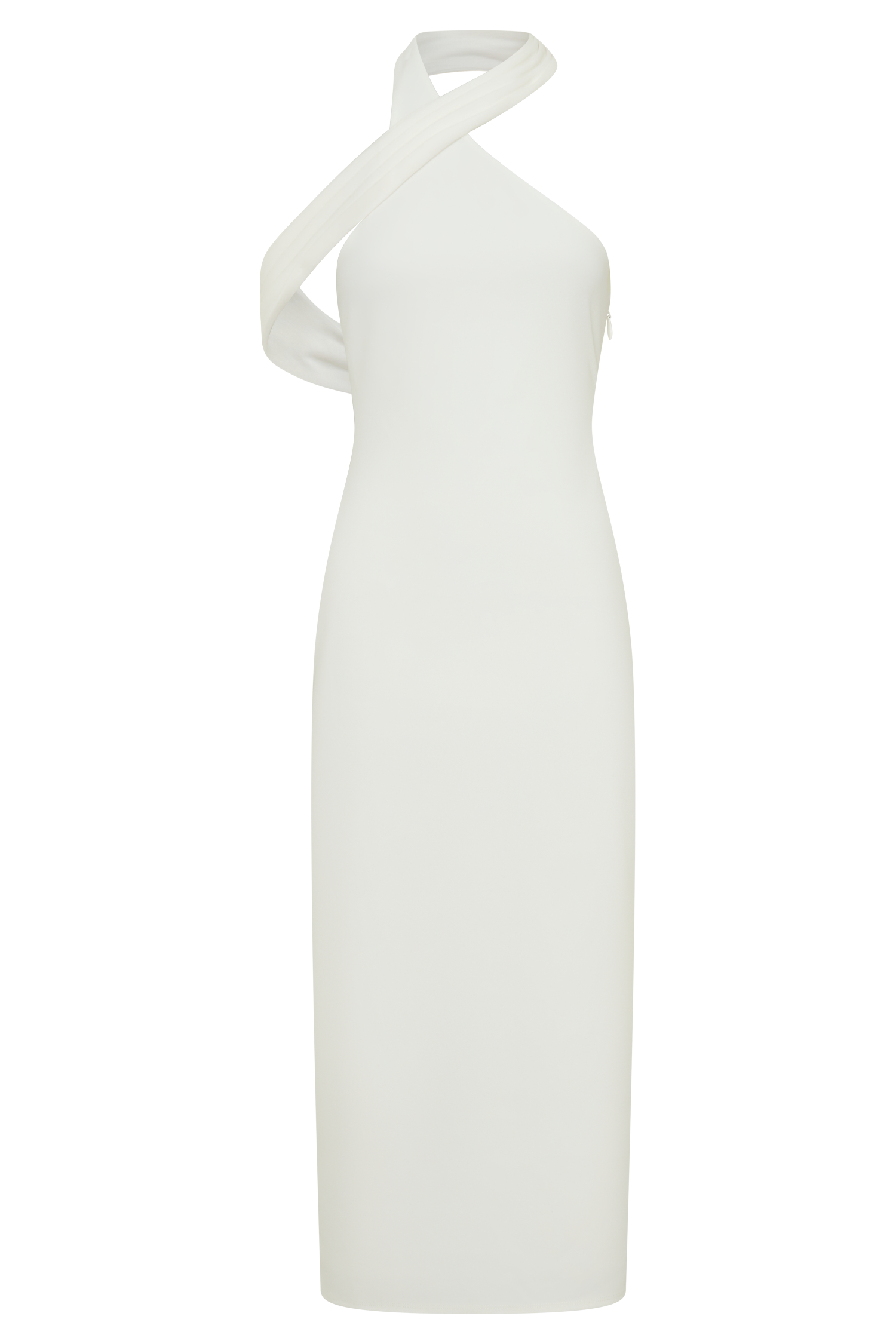 Sable Crossover Crepe Midi Dress - White