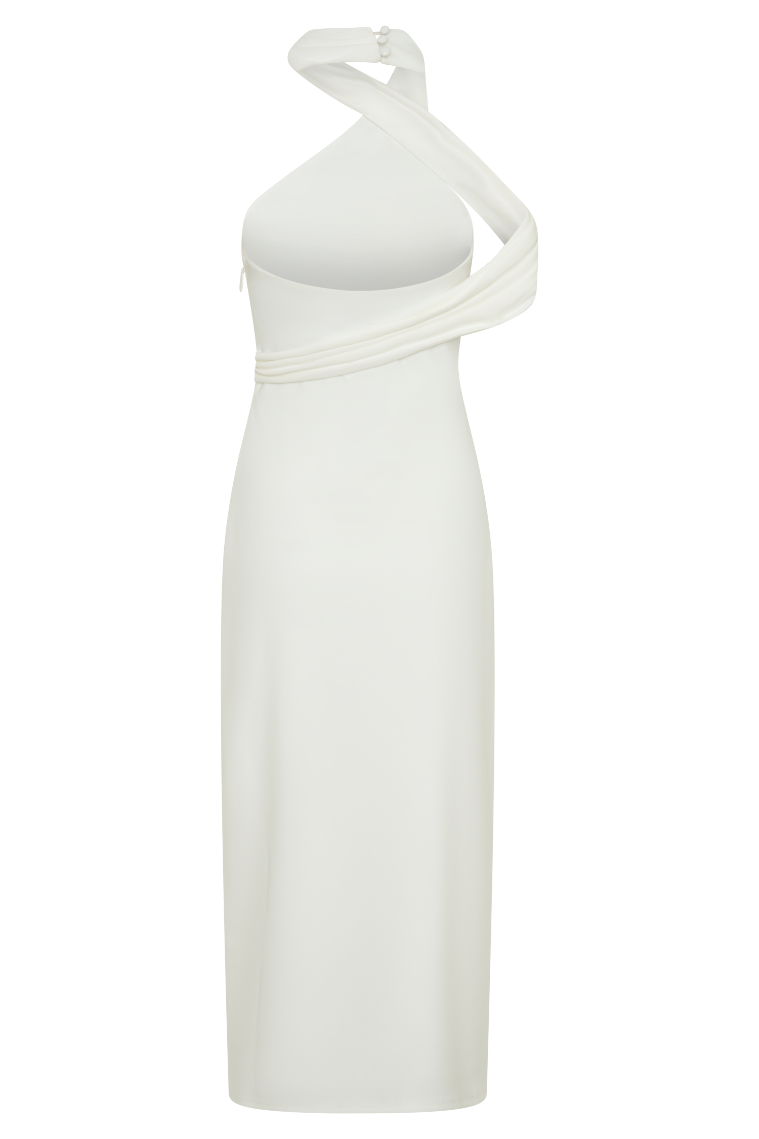 Sable Crossover Crepe Midi Dress - White
