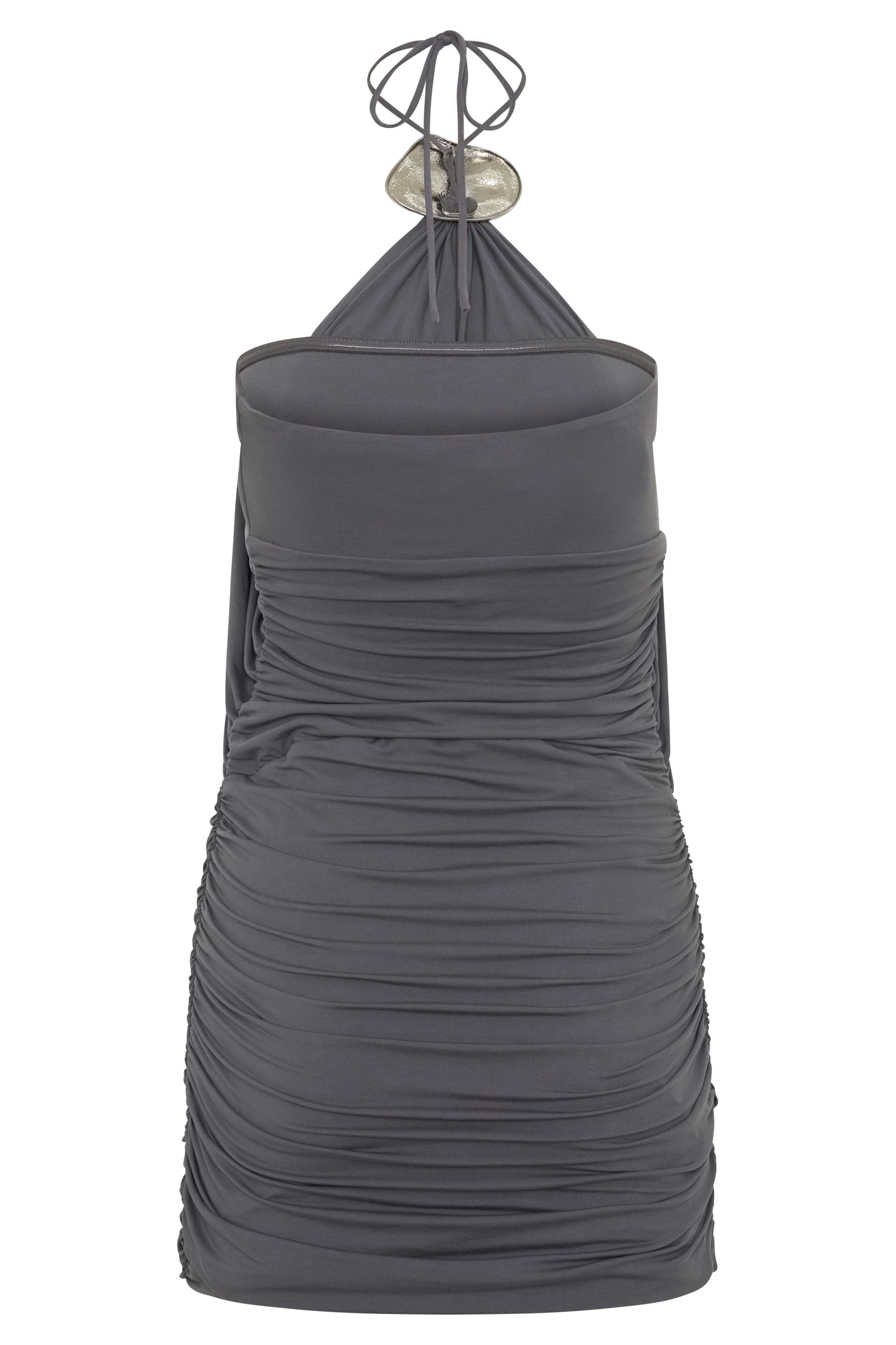 Sade Halter With Hardware Mini Dress - Grey