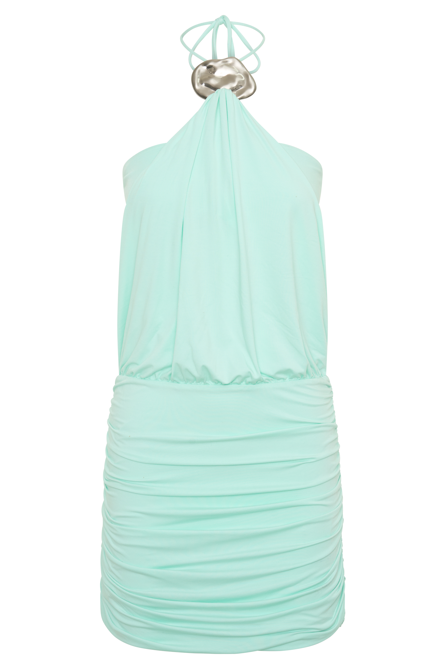 Sade Halter With Hardware Mini Dress - Sea Blue