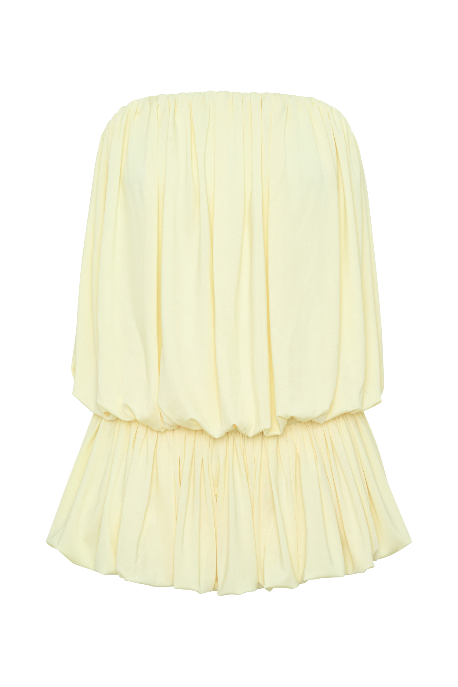 Safiya Strapless Gathered Bubble Mini Dress - Lemon