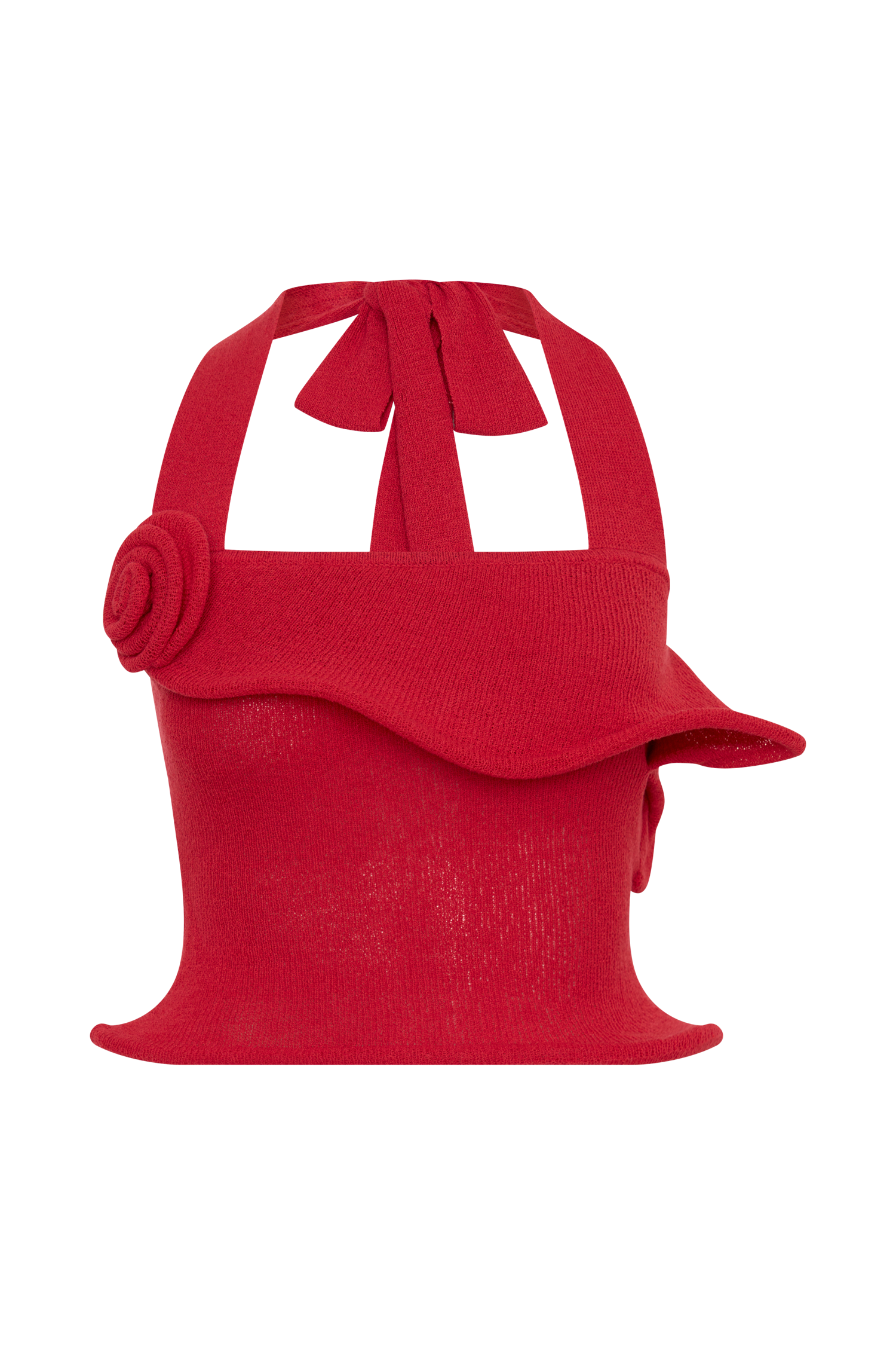 Samira Halter Knit Twist Top - Red
