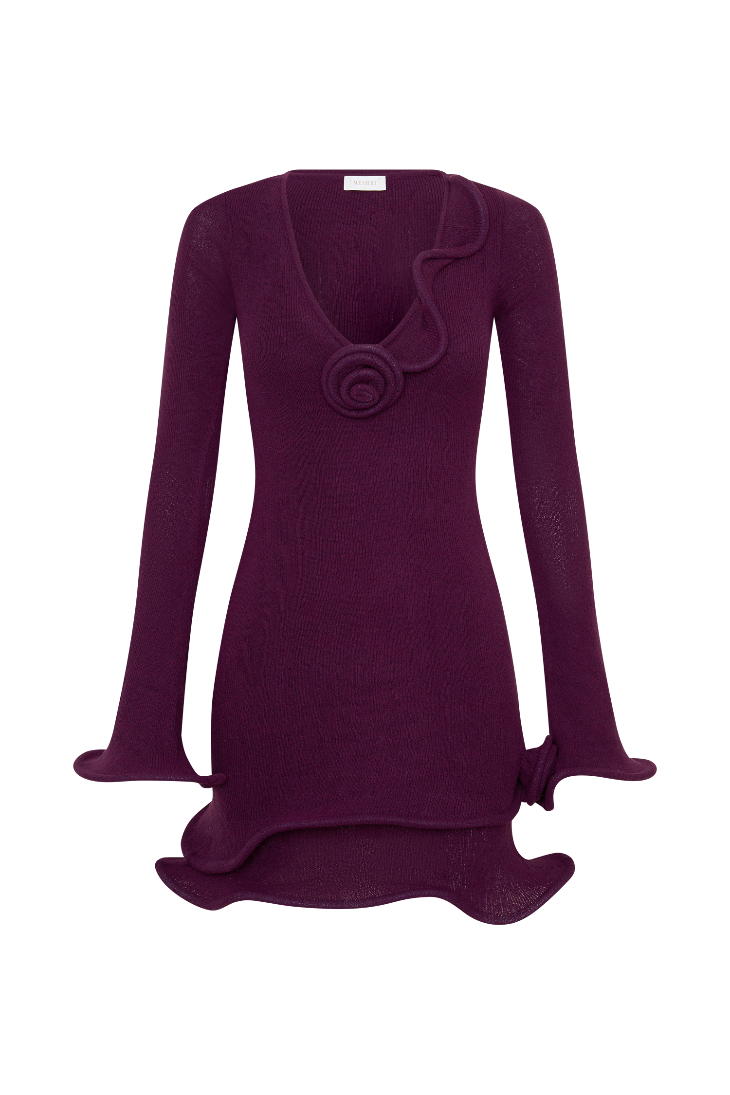 Samira Knit Long Sleeve Mini Dress - Plum