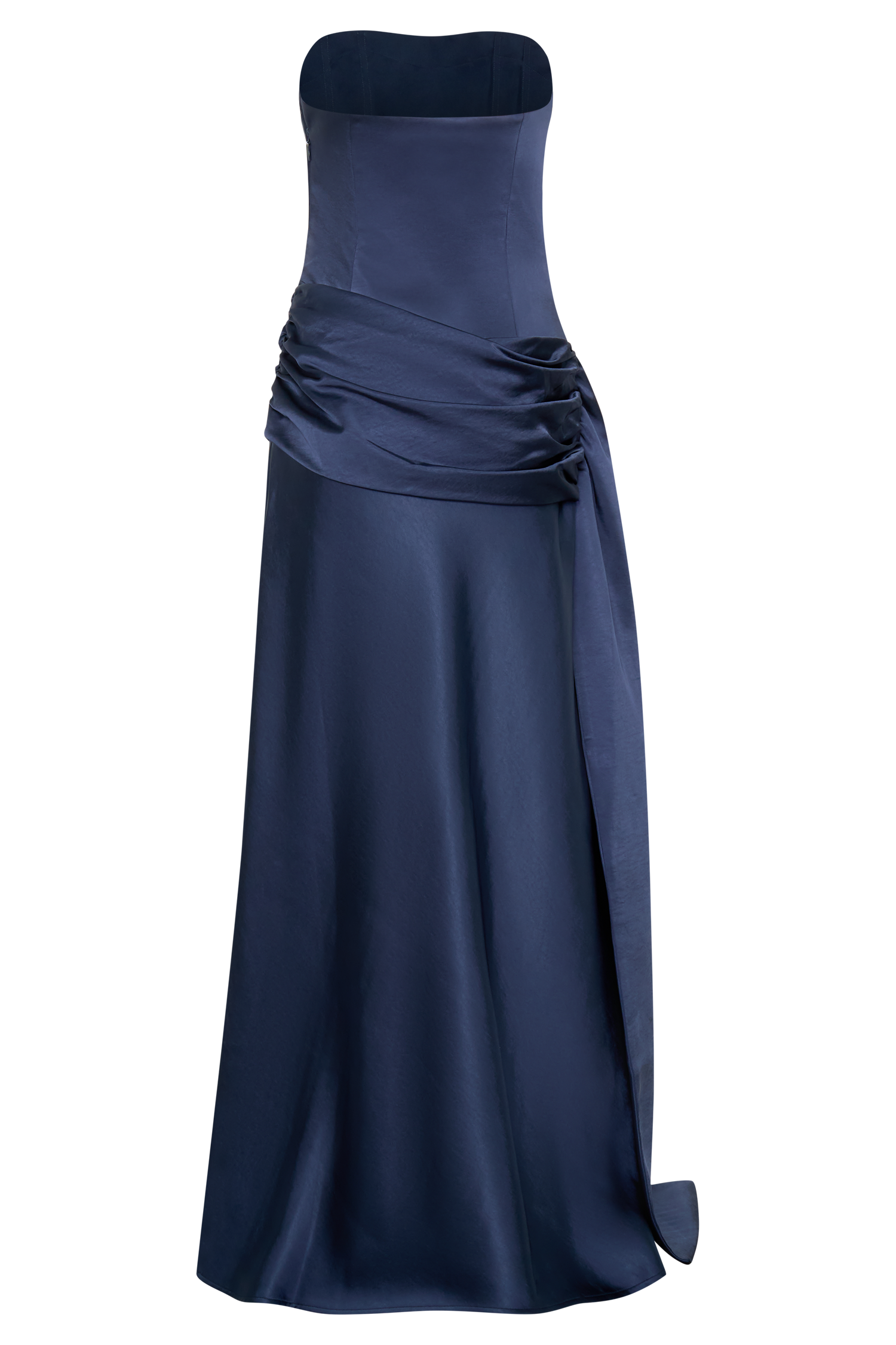 Sarah Strapless Maxi Dress With Waist Tie - Navy