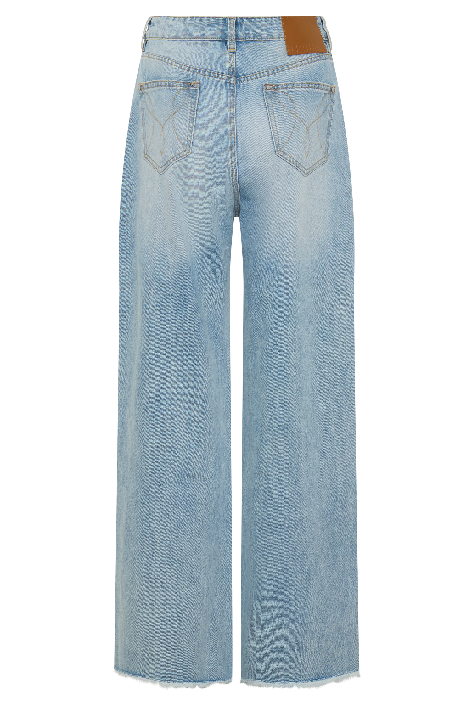 Sebastian Straight Leg Denim Jeans With Fray Hem - Washed Light Blue