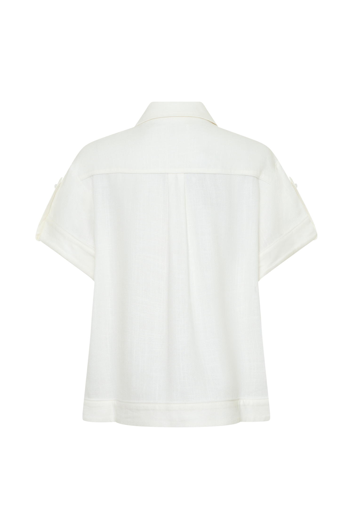Selena Linen Short Sleeve Shirt - White