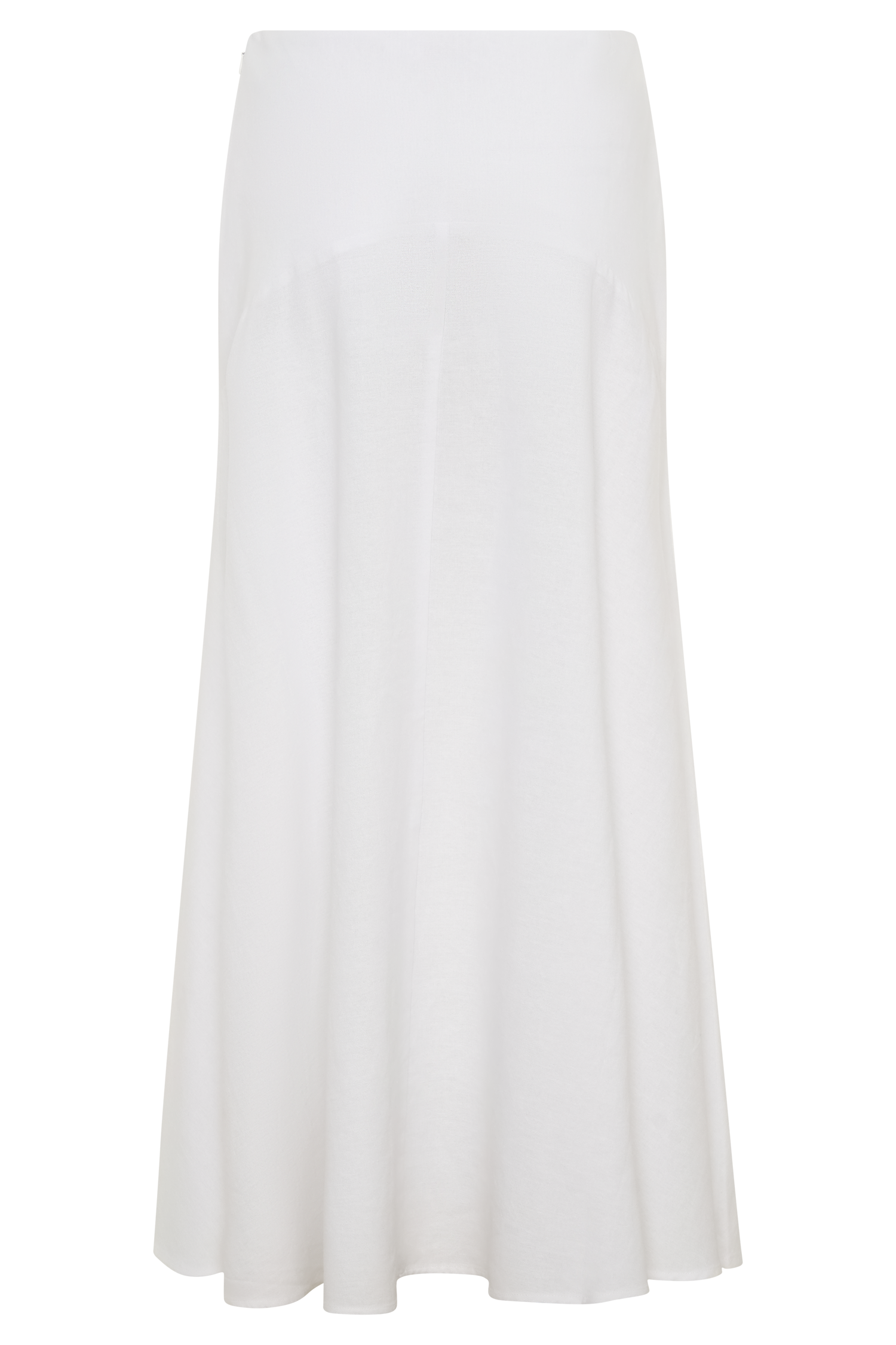 Selma Curved Waist Midi Skirt - White