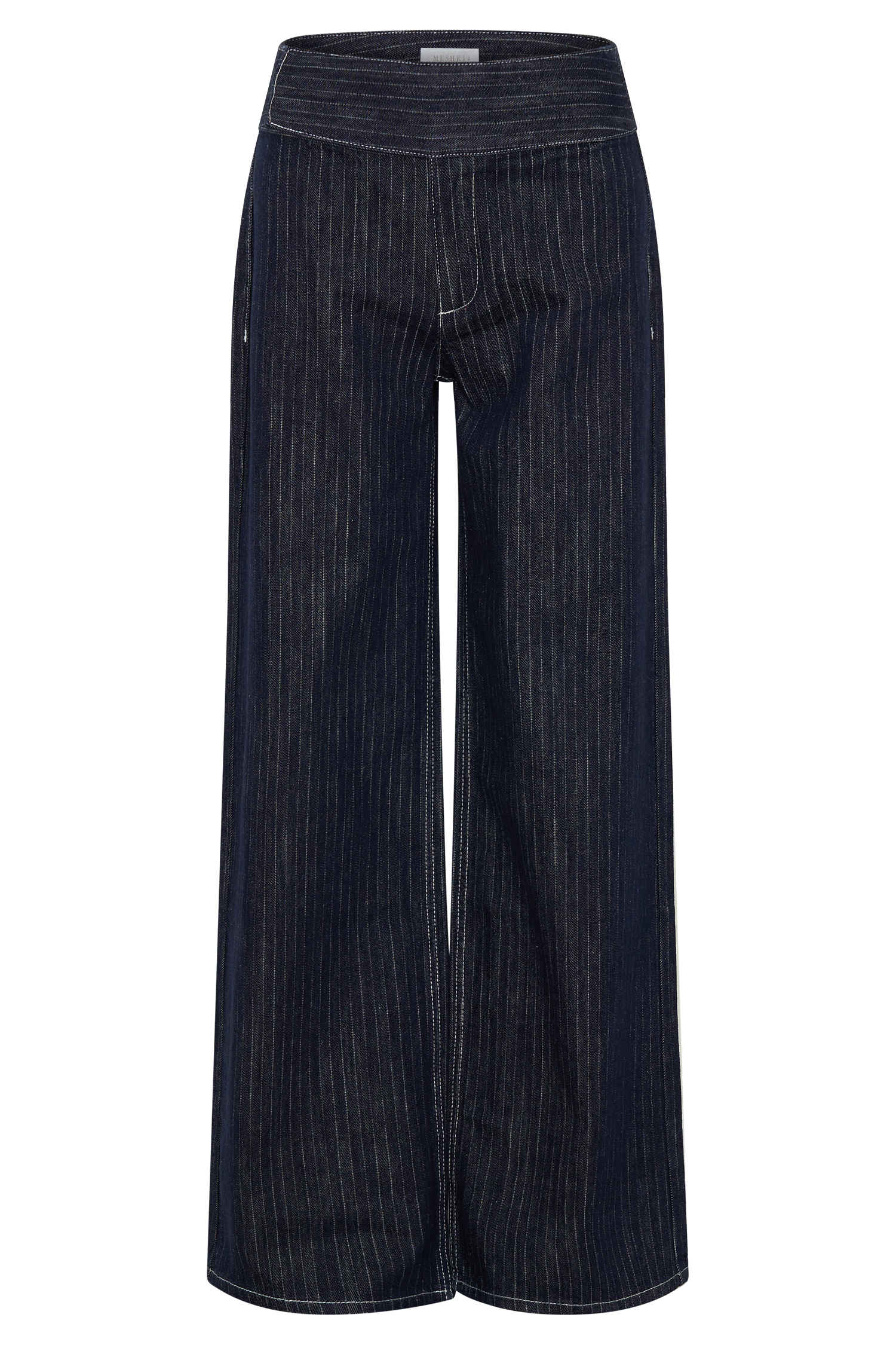 Sienna Flare Mid Rise Denim Jeans - Indigo Pinstripe
