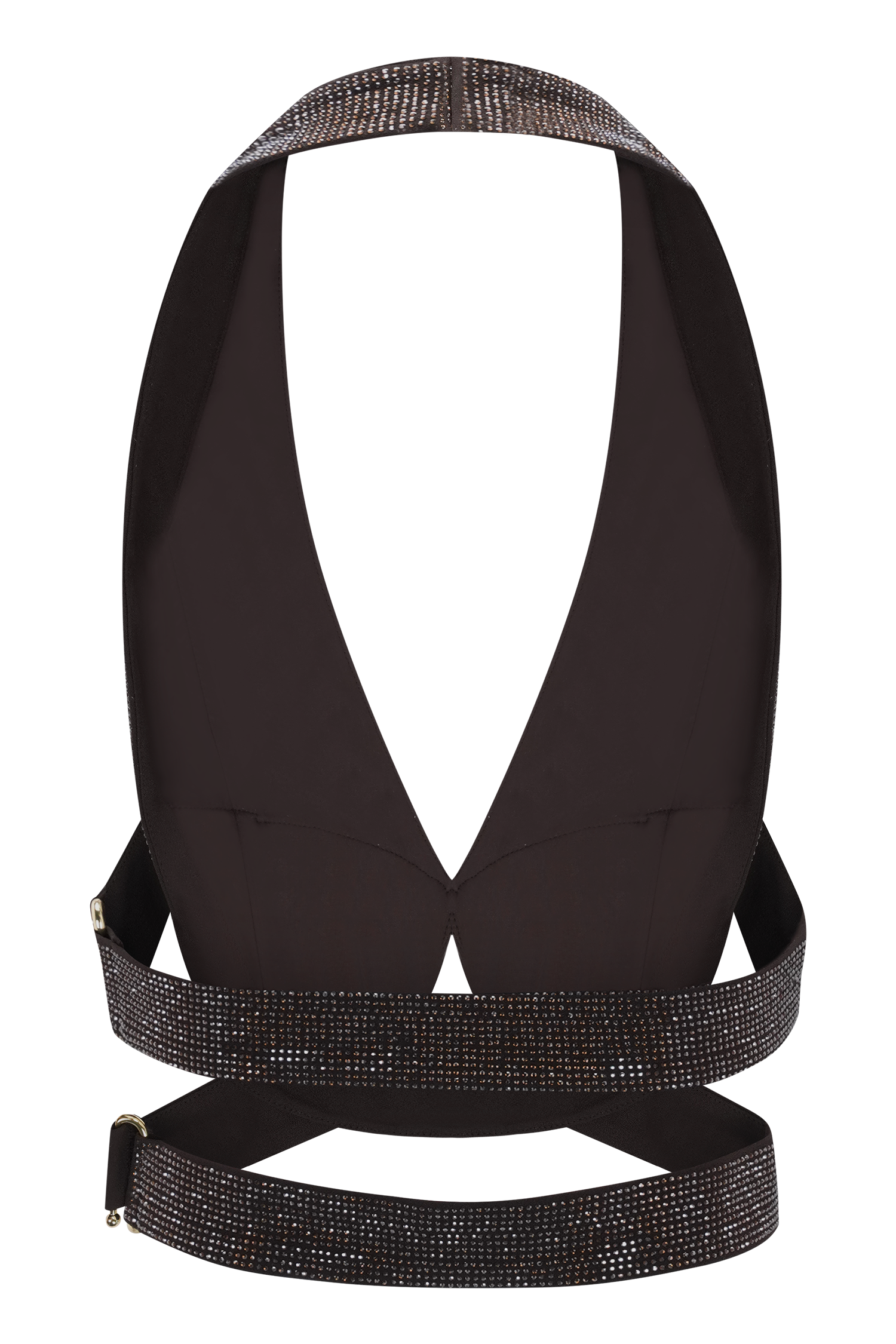 Siren Satin And Diamante Halter Top - Dark Chocolate