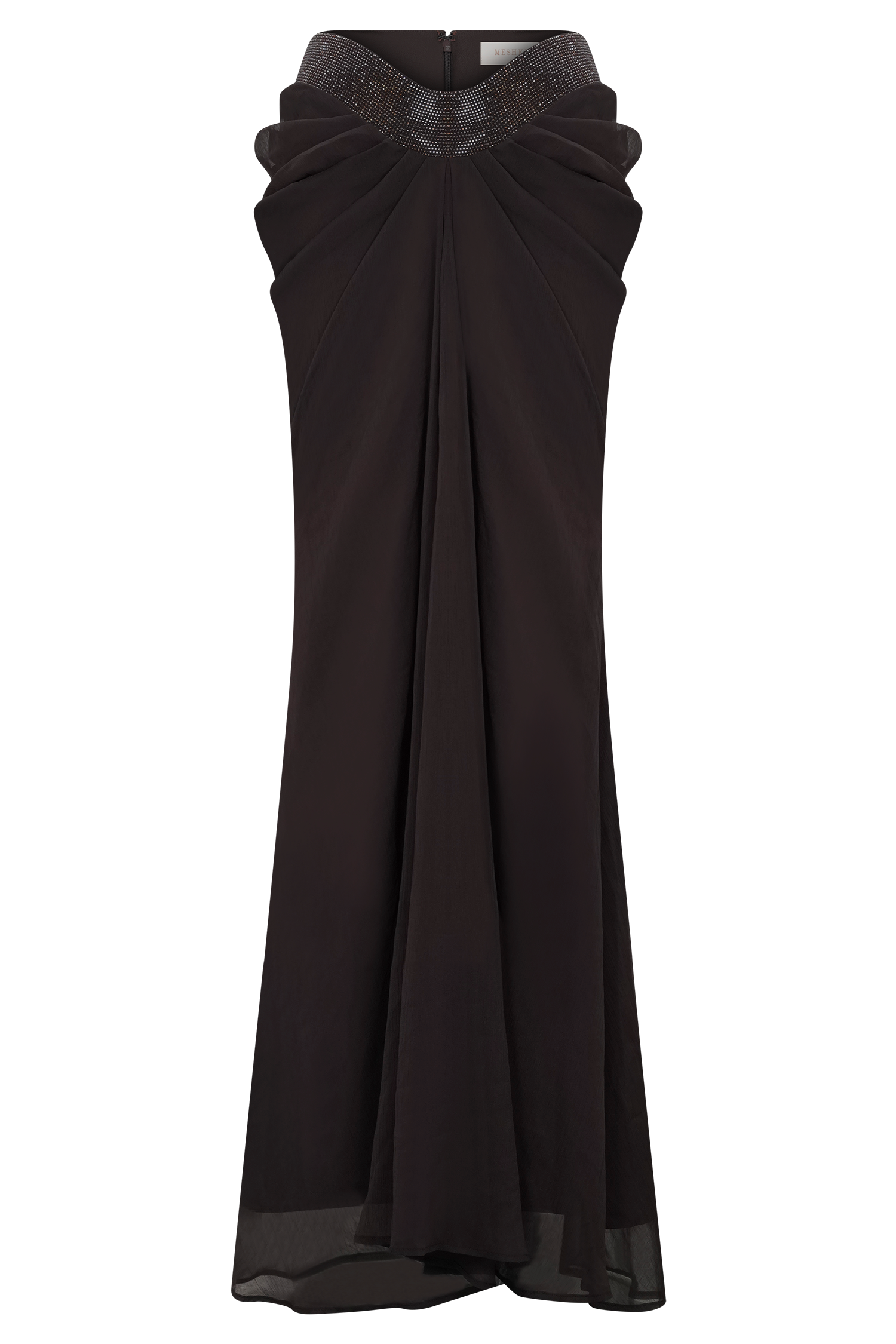 Siren Satin And Diamante Maxi Skirt - Dark Chocolate