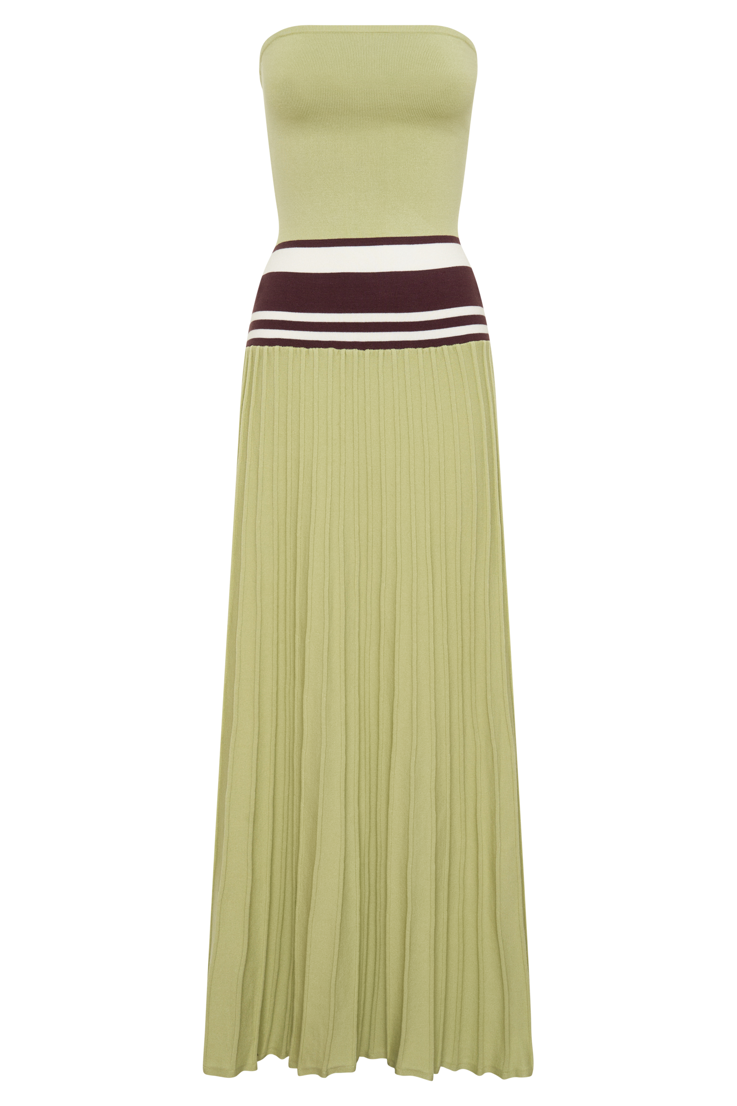 Solaris Strapless Contrast Knit Maxi Dress - Light Olive