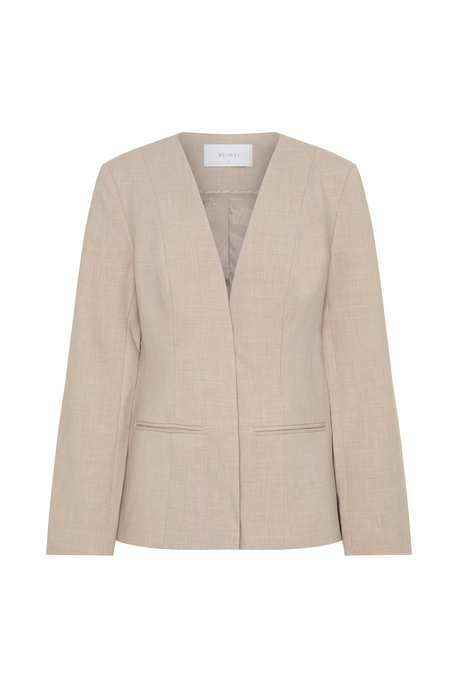 Solenne Collarless Suiting Blazer - Natural Marle