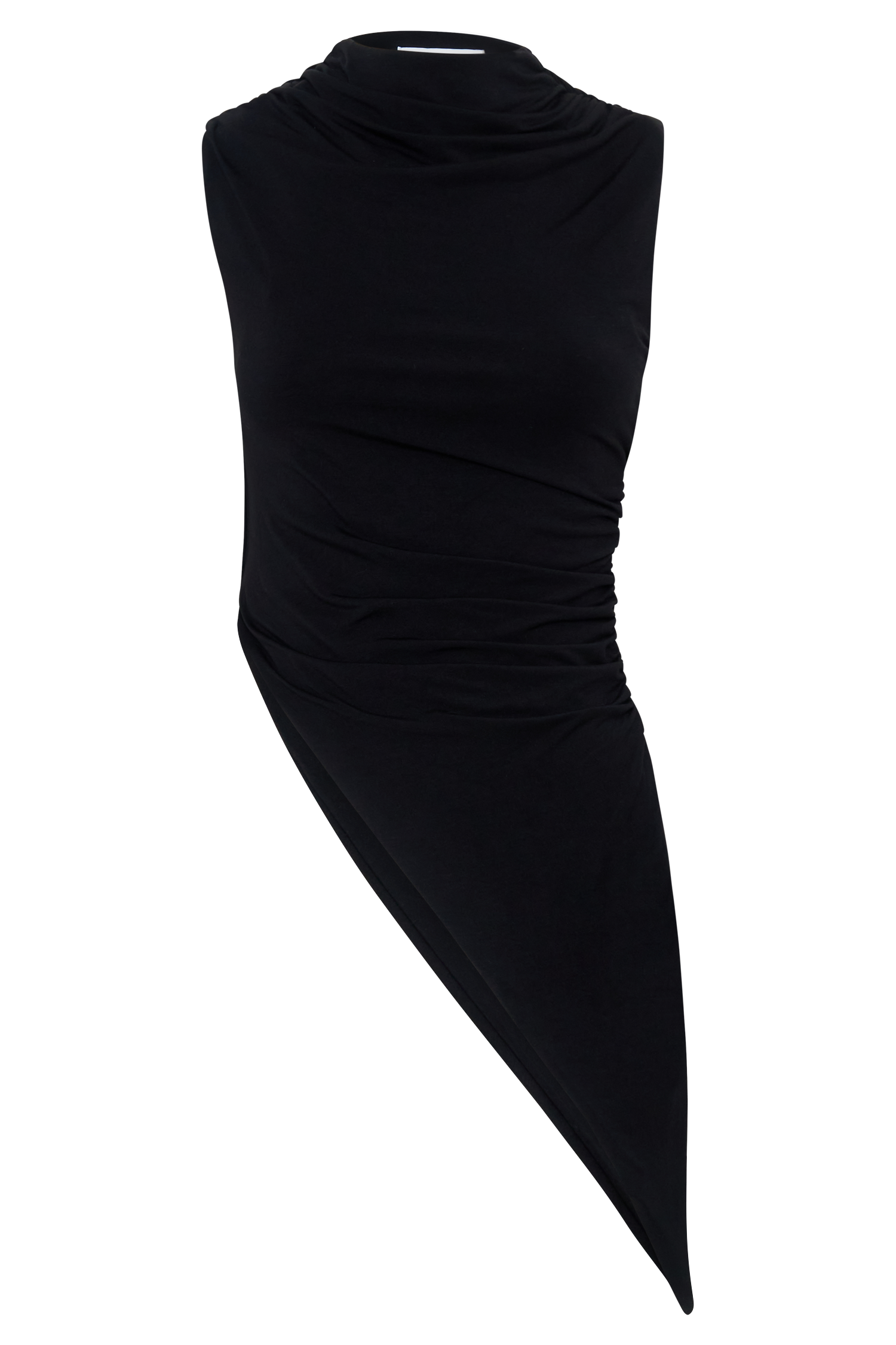 Suong High Neck Gathered Top - Black