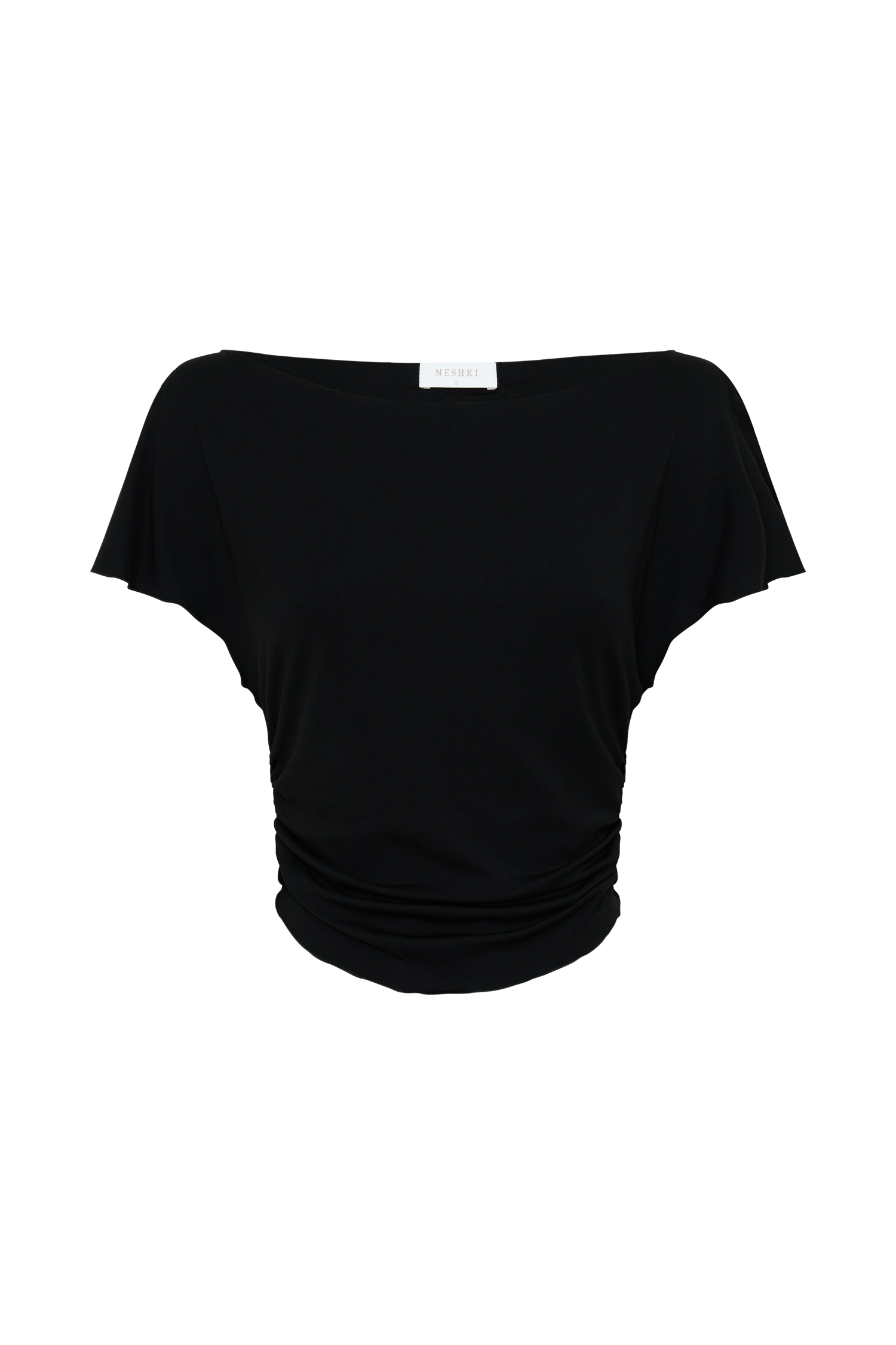 Talise Modal Flounce Short Sleeve Top - Black