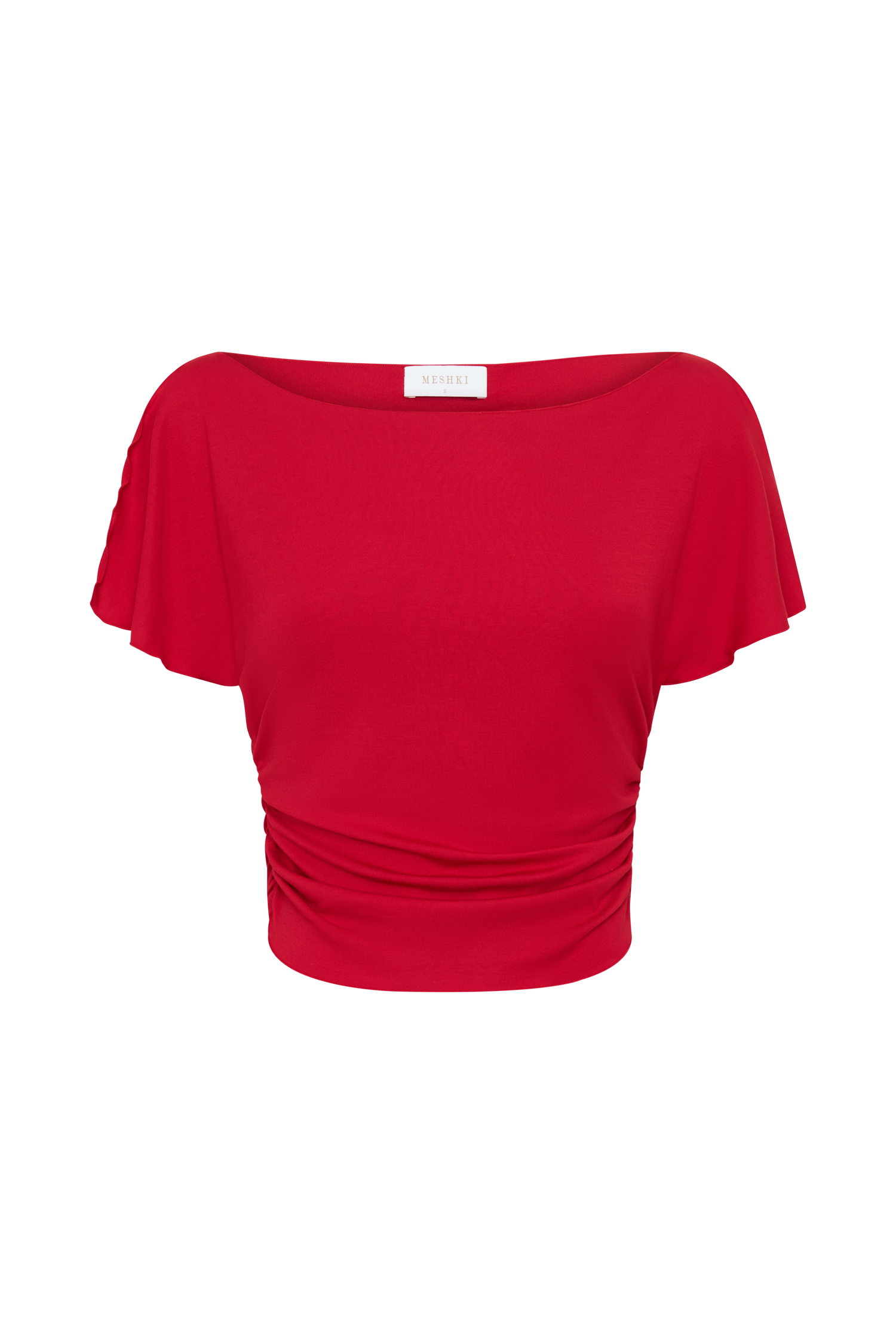 Talise Modal Flounce Short Sleeve Top - Red