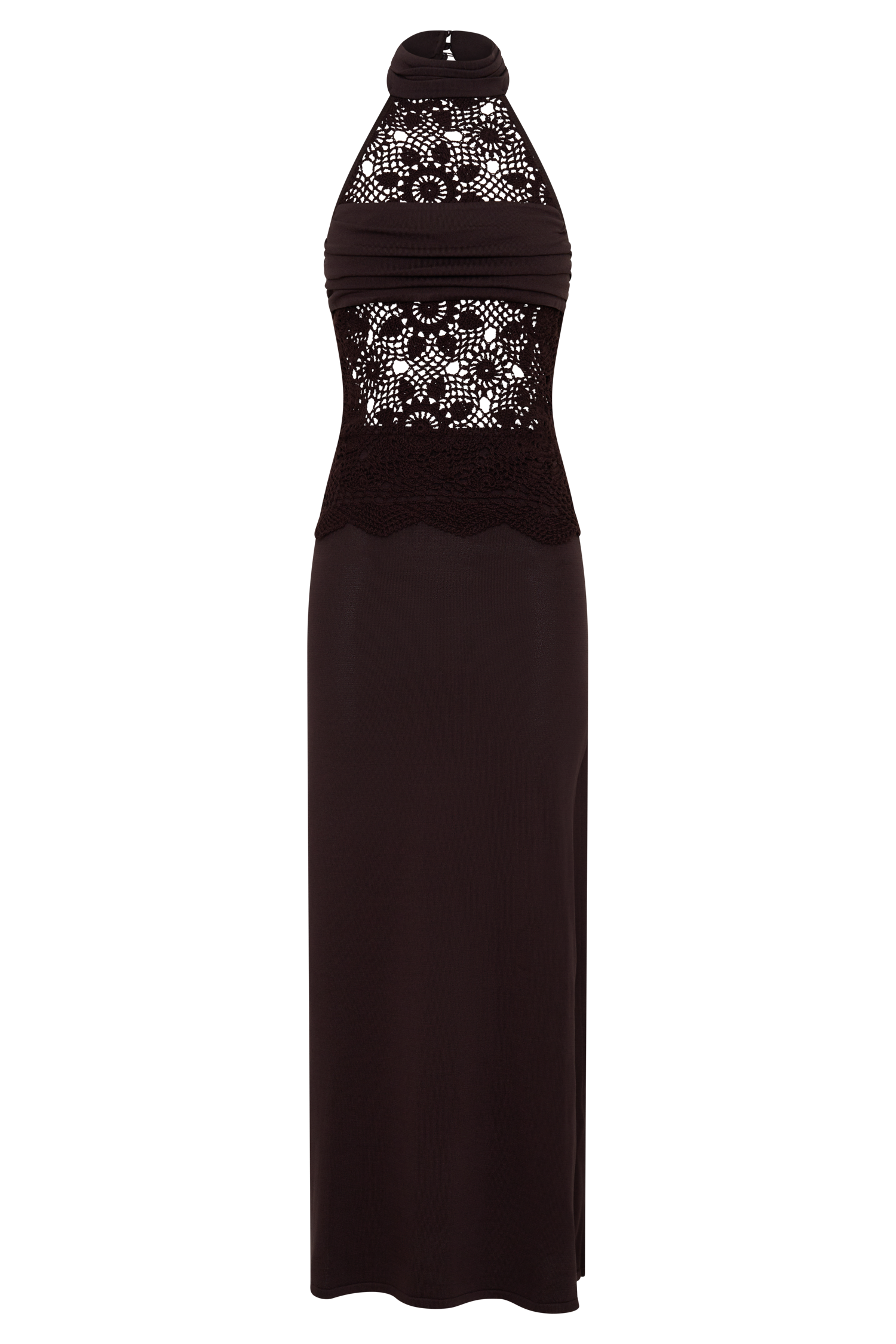Tessie Knit & Crochet Maxi Dress - Dark Chocolate