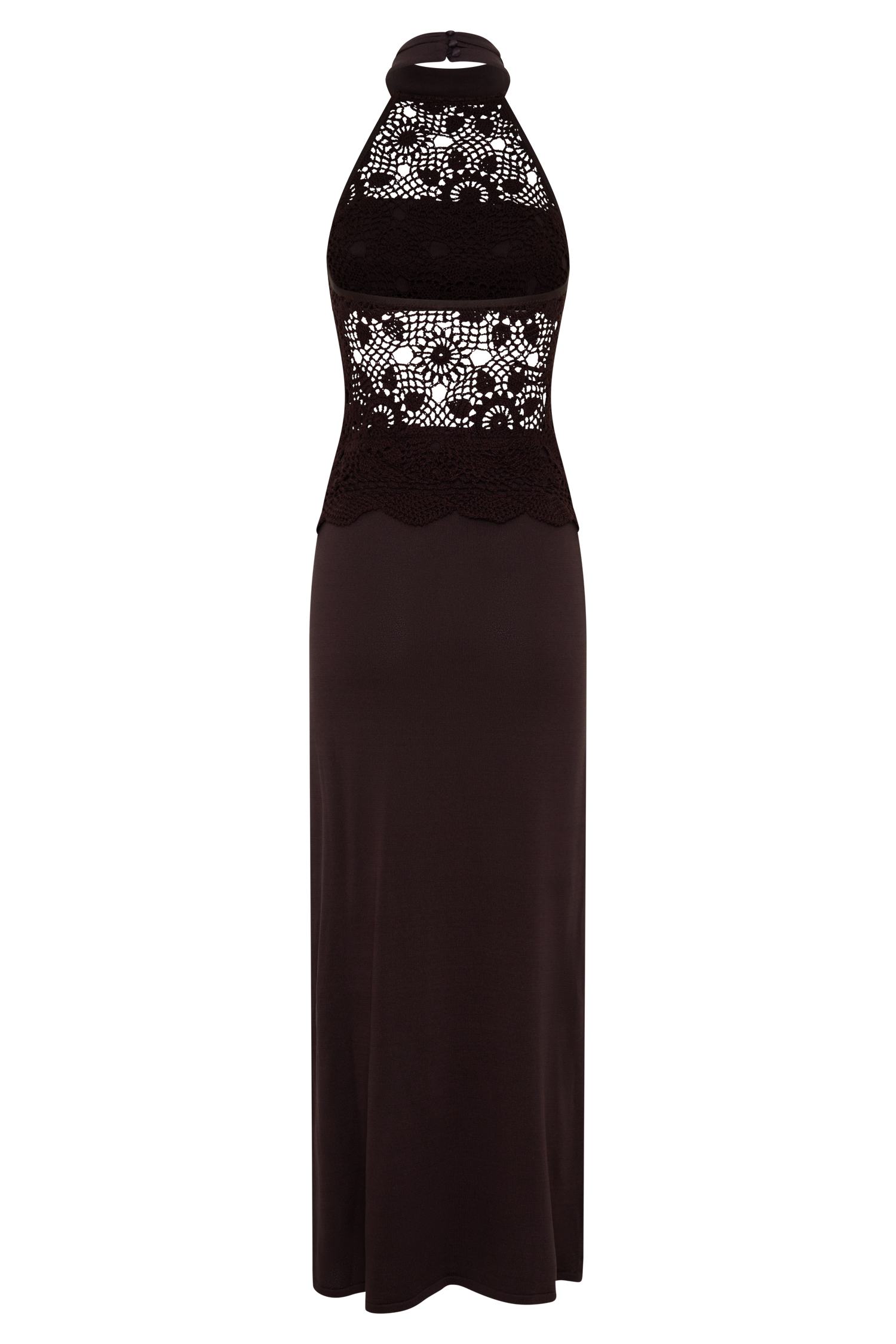 Tessie Knit & Crochet Maxi Dress - Dark Chocolate