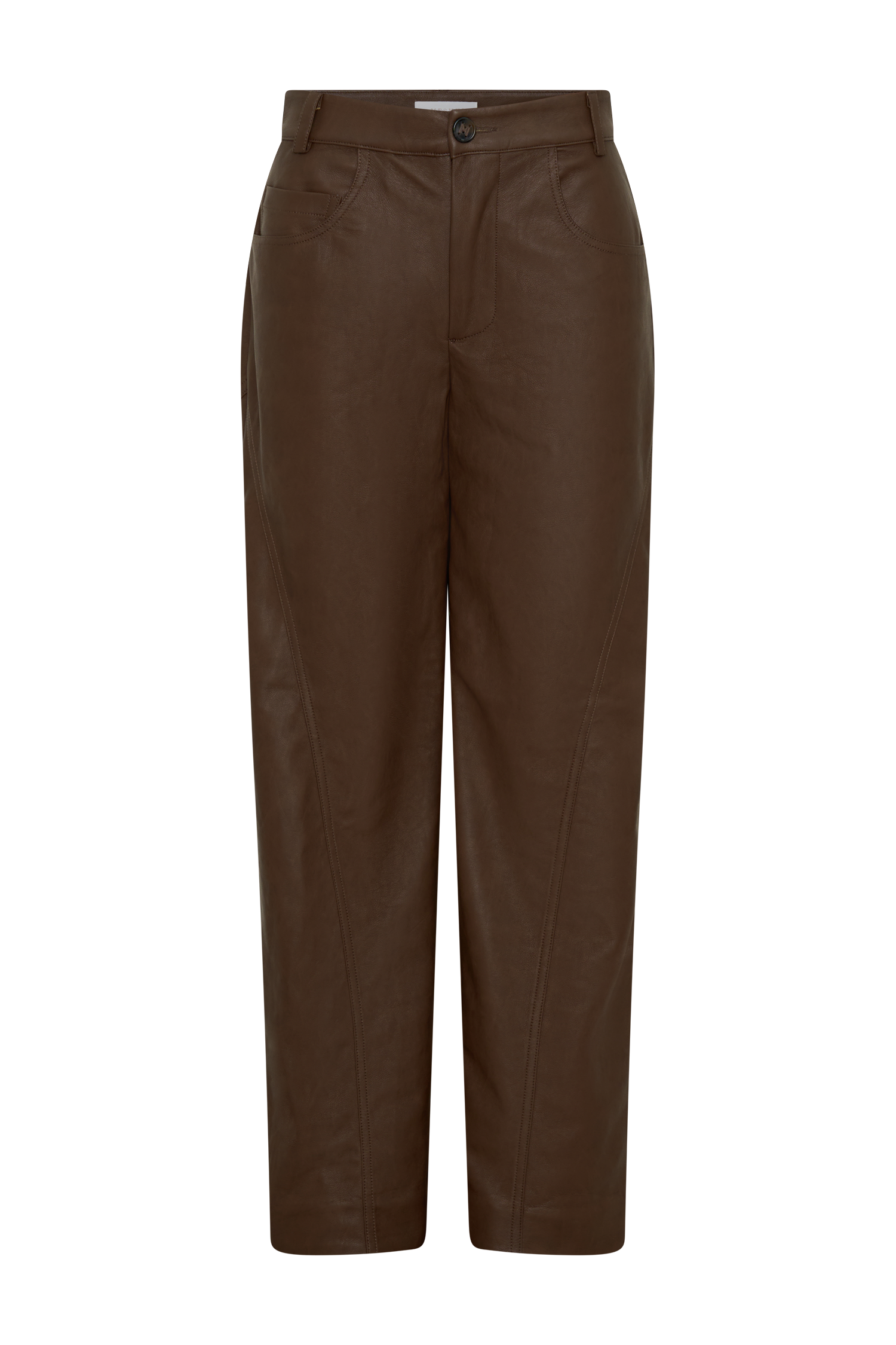 Theo Faux Leather Mid Rise Pants - Dark Chocolate