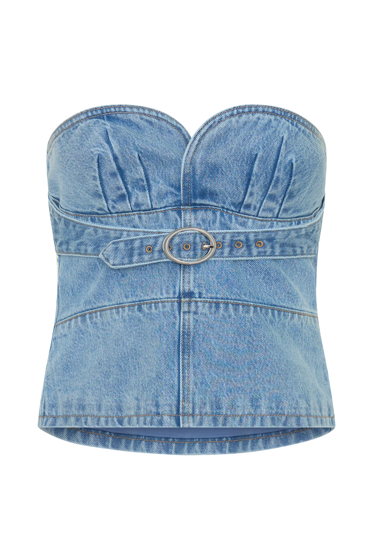 Tommy Strapless Denim Top With Buckle - Classic Blue