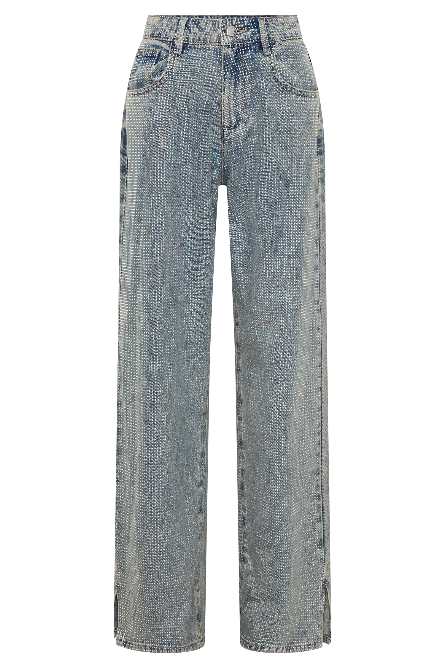 Tyla Diamante Denim Jeans - Blue/Green