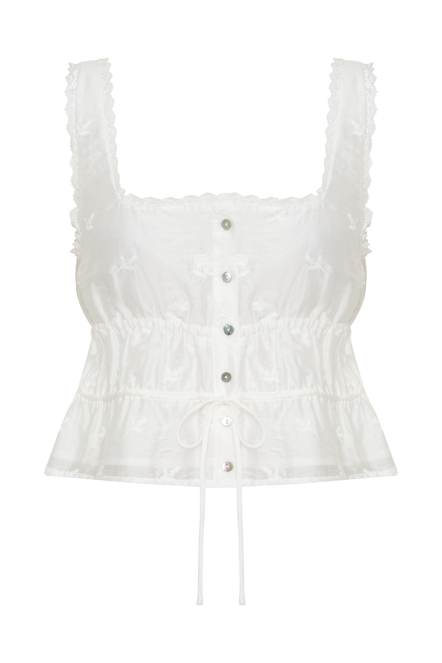 Vivian Embroidered Sleeveless Top - White