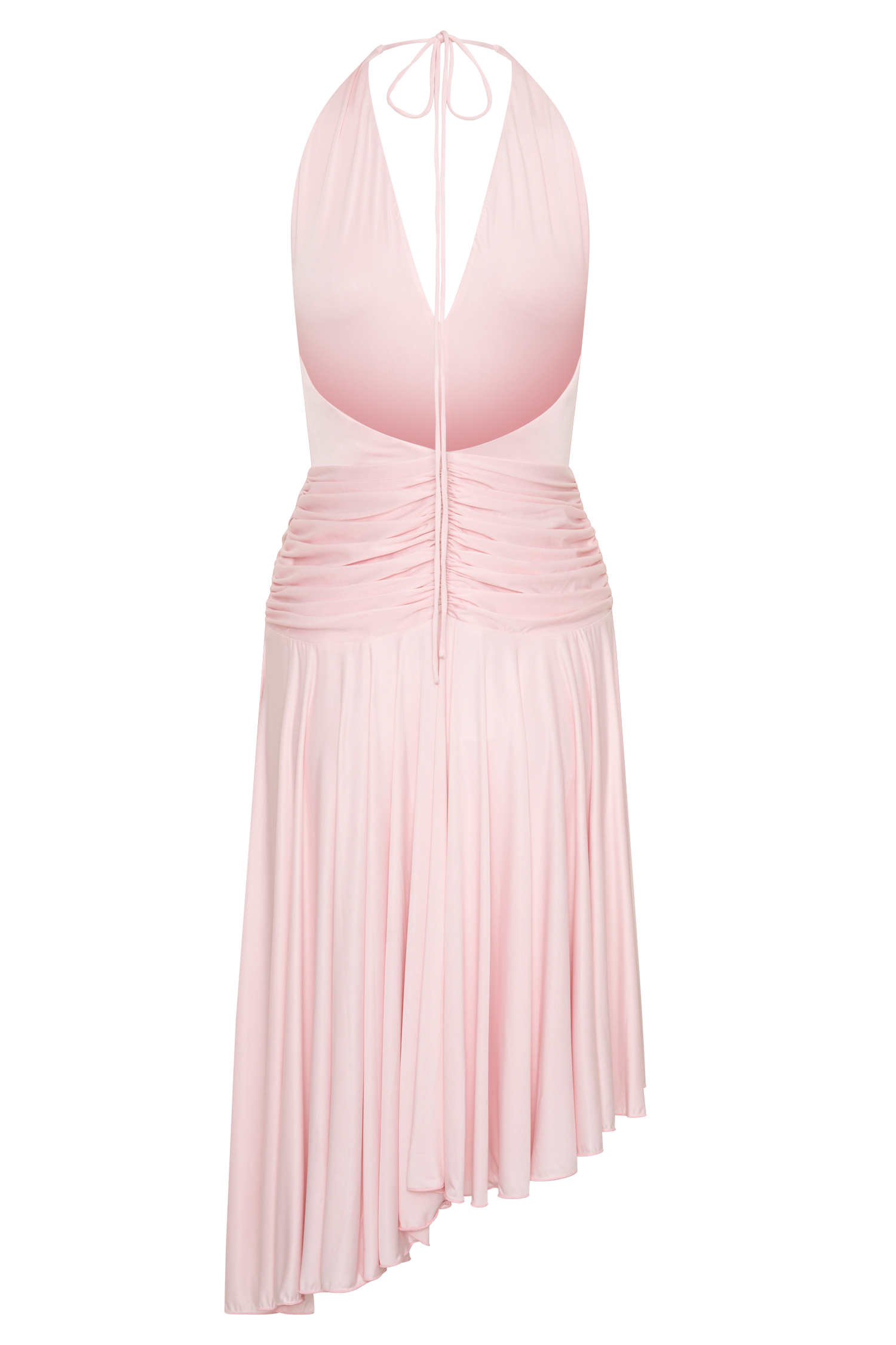 Zelda Asymmetric Slinky Midi Dress - Ballet Pink