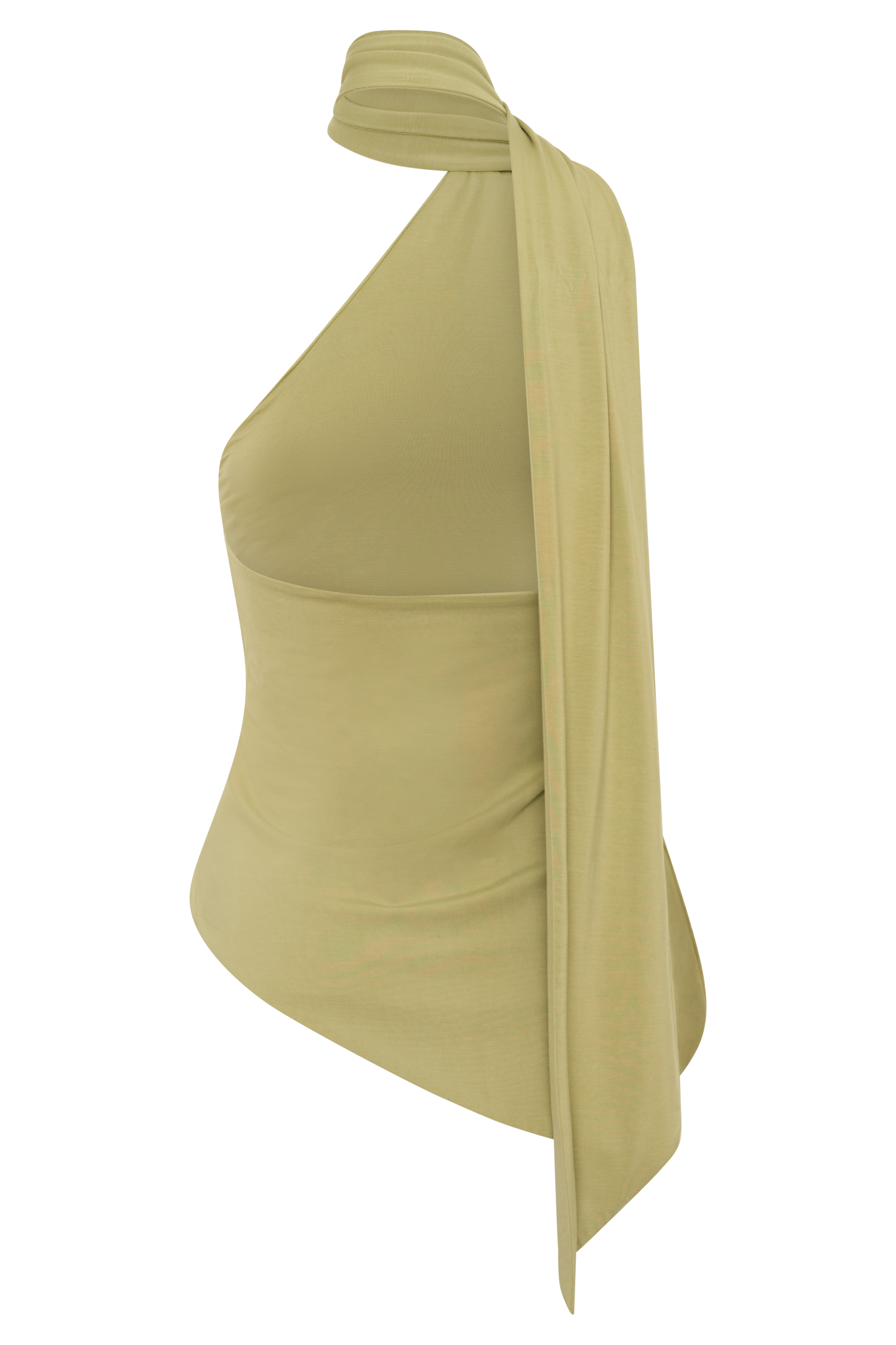 Jemma One Shoulder Tie Top - Apple Sage