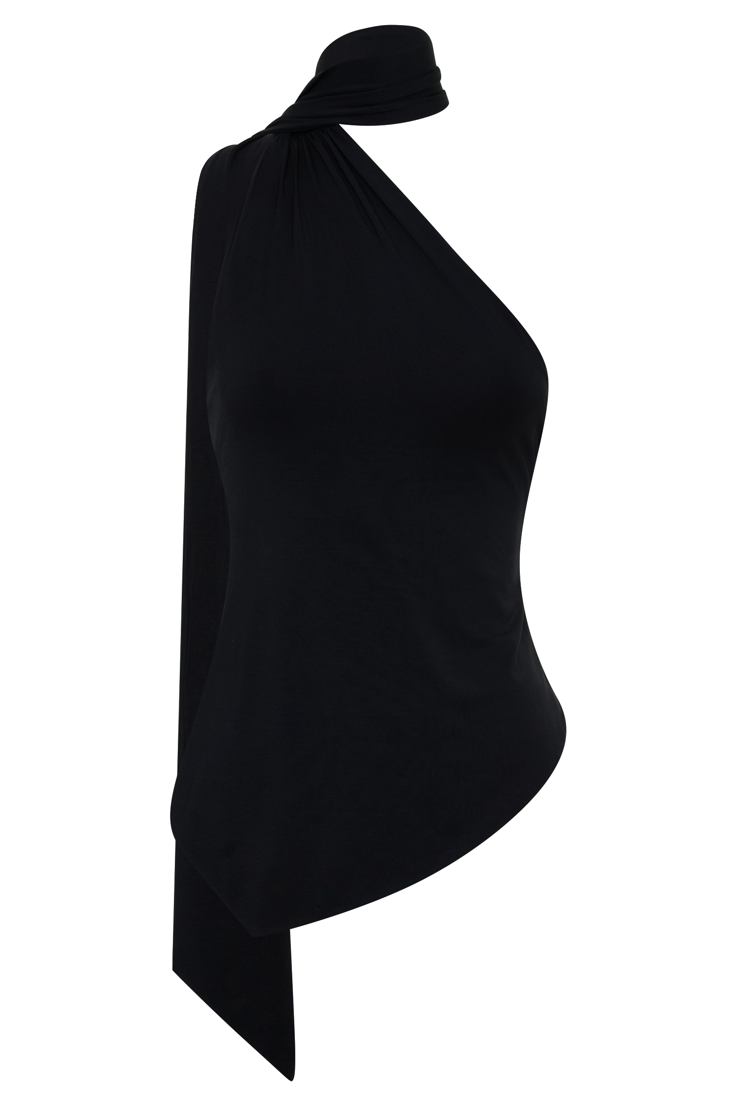 Jemma One Shoulder Tie Top - Black