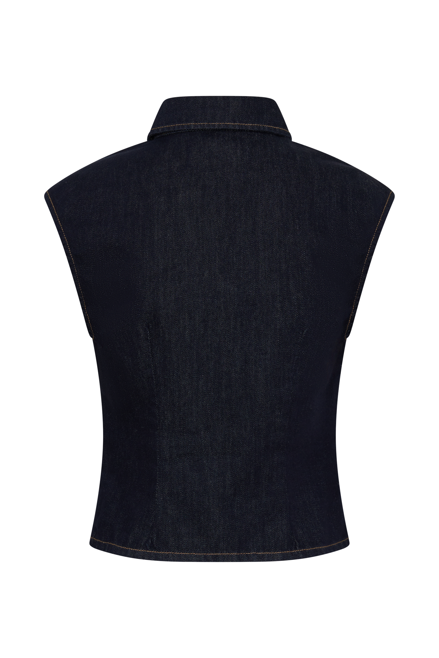 Jeremy Collared Denim Longline Top - Washed Indigo Blue