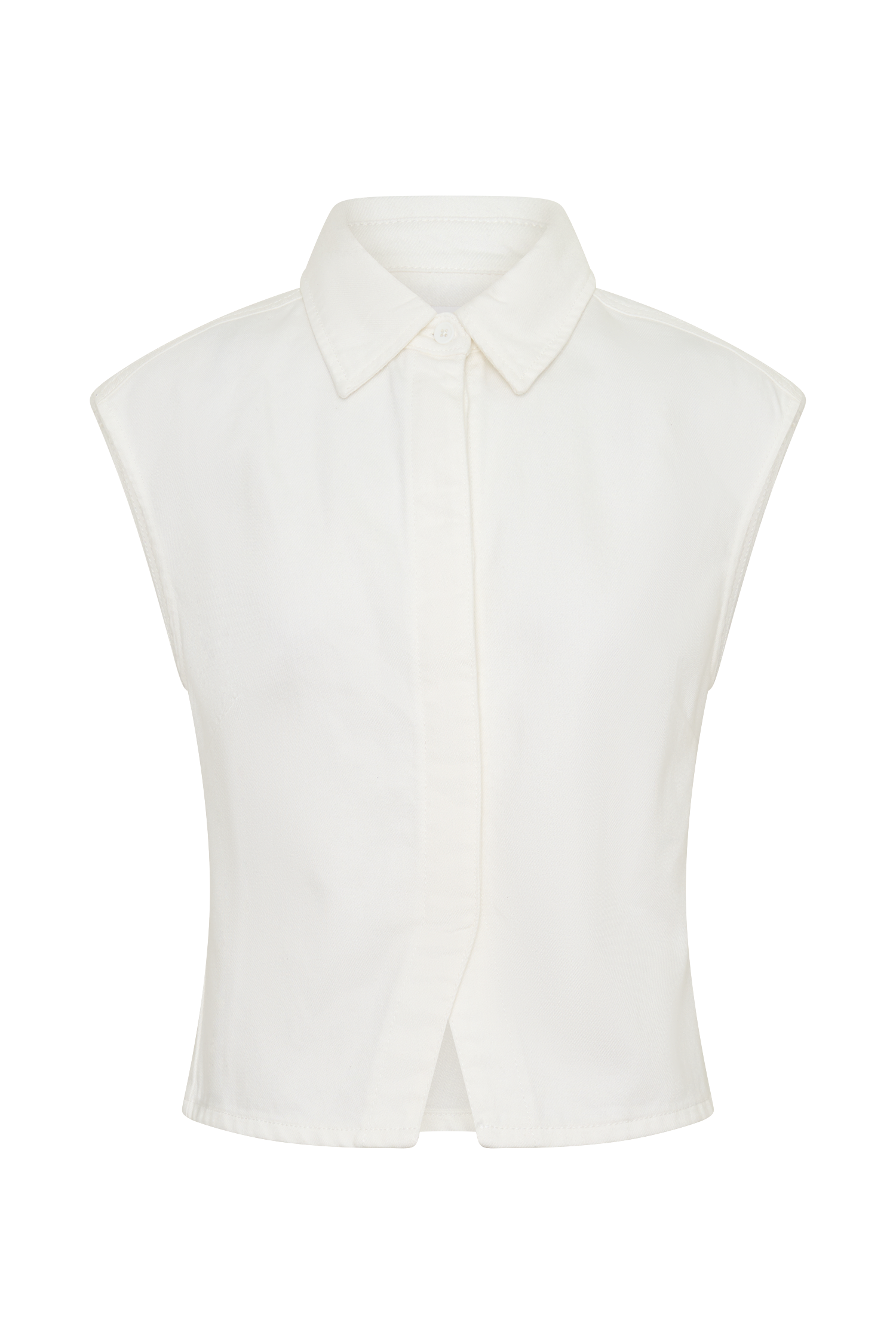 Jeremy Collared Denim Longline Top - White