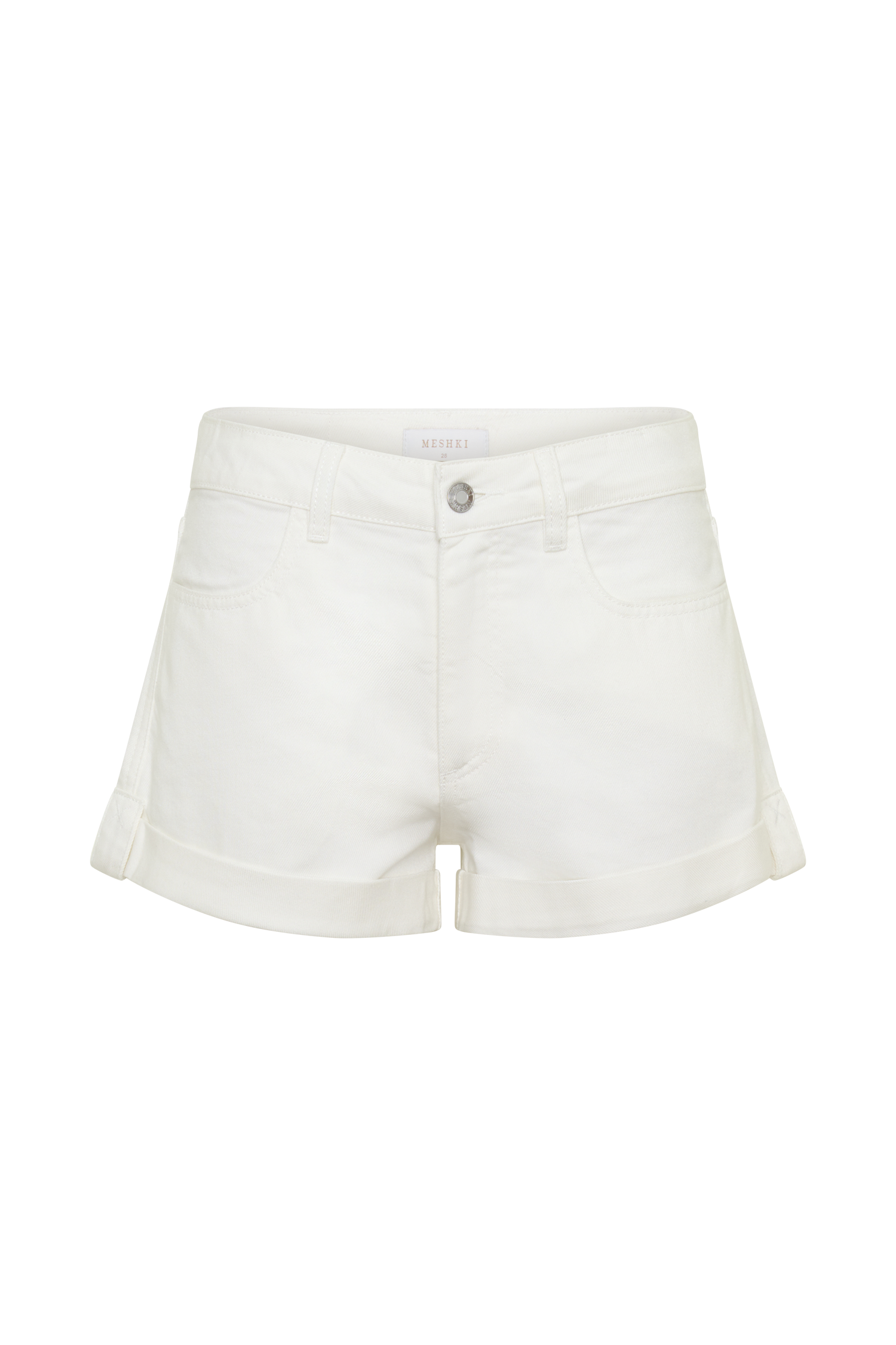 Krissy Rolled Hem Denim Shorts - White
