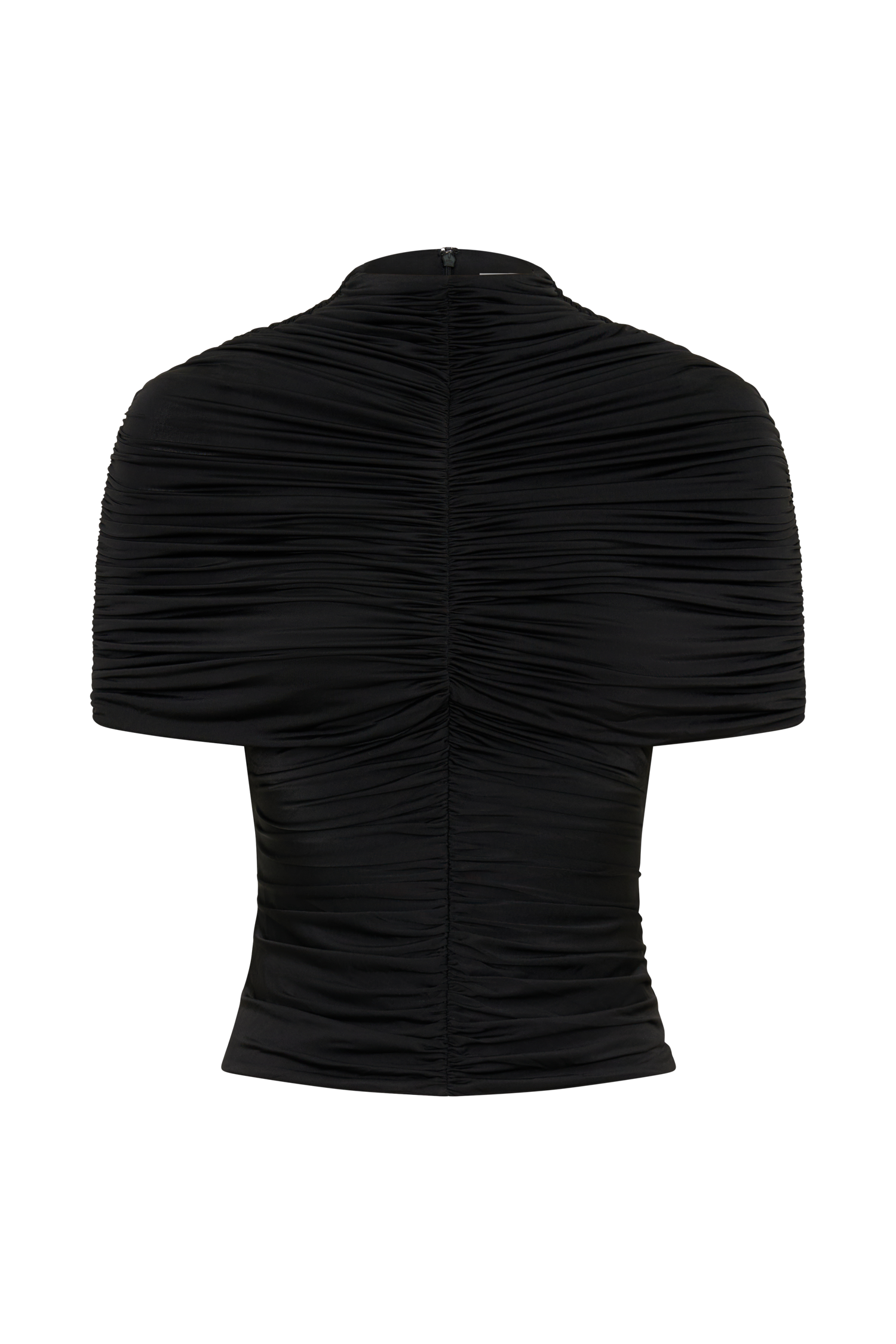 Linh Slinky High Neck Gathered Top - Black