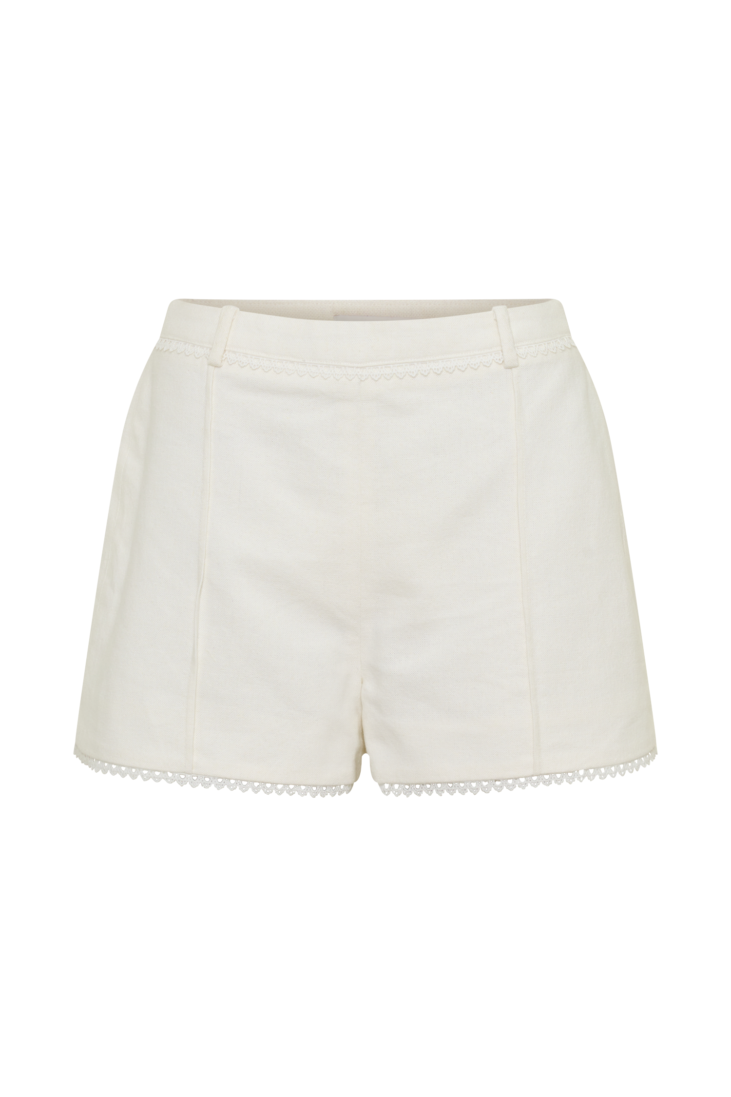 Melody Linen Short With Lace - White