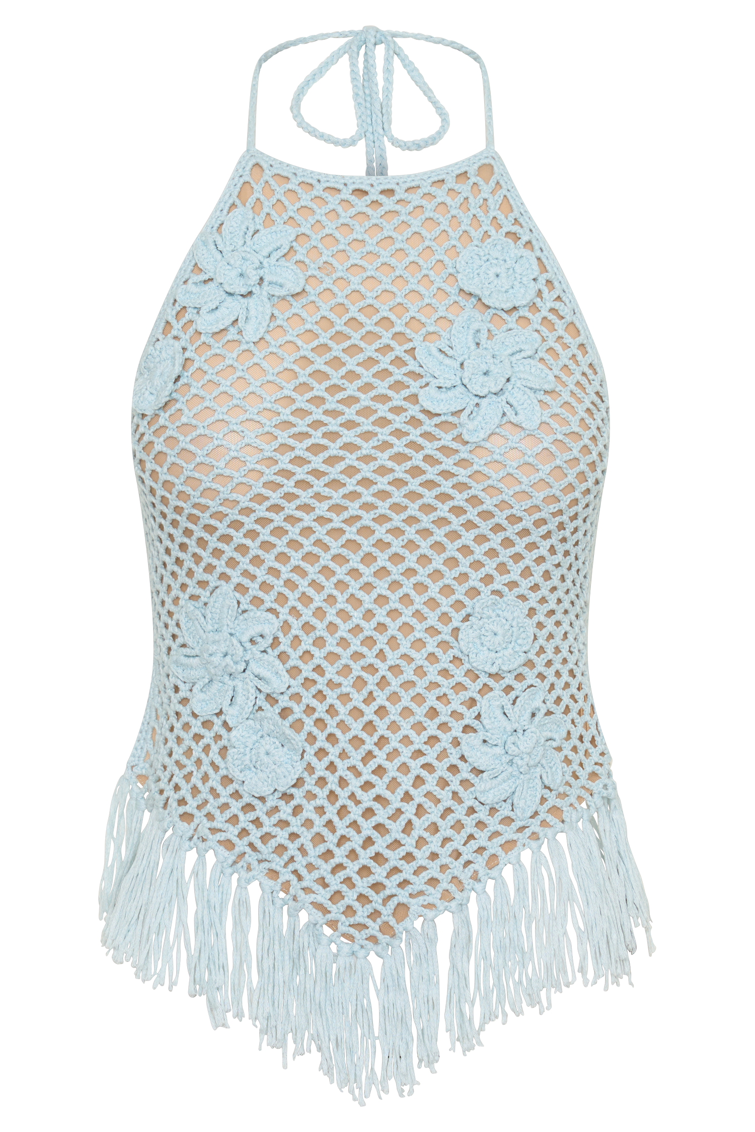 Miley Crochet Halter Top - Pale Aqua