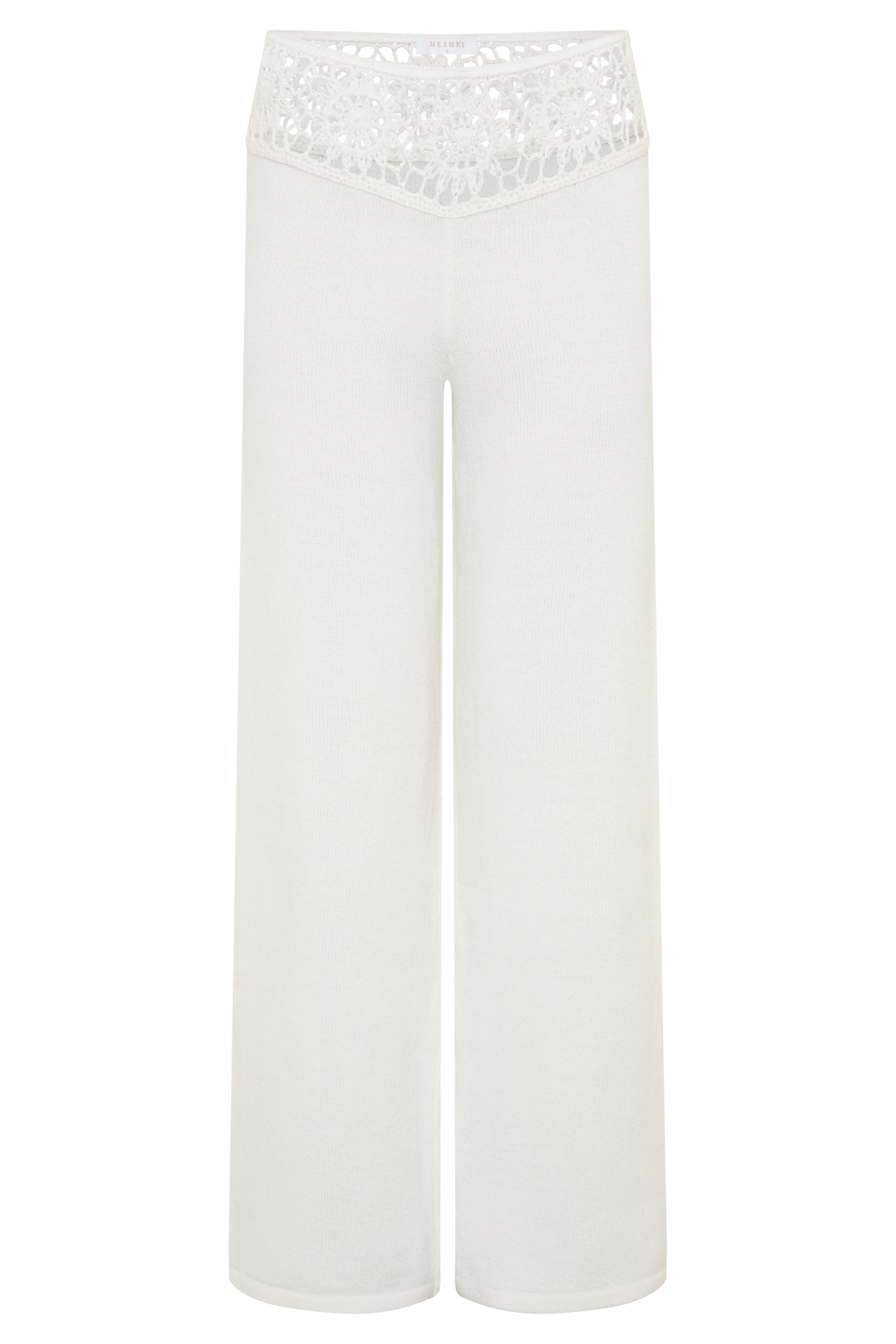 Miley Crochet Waistband Straight Leg Pant - Ivory