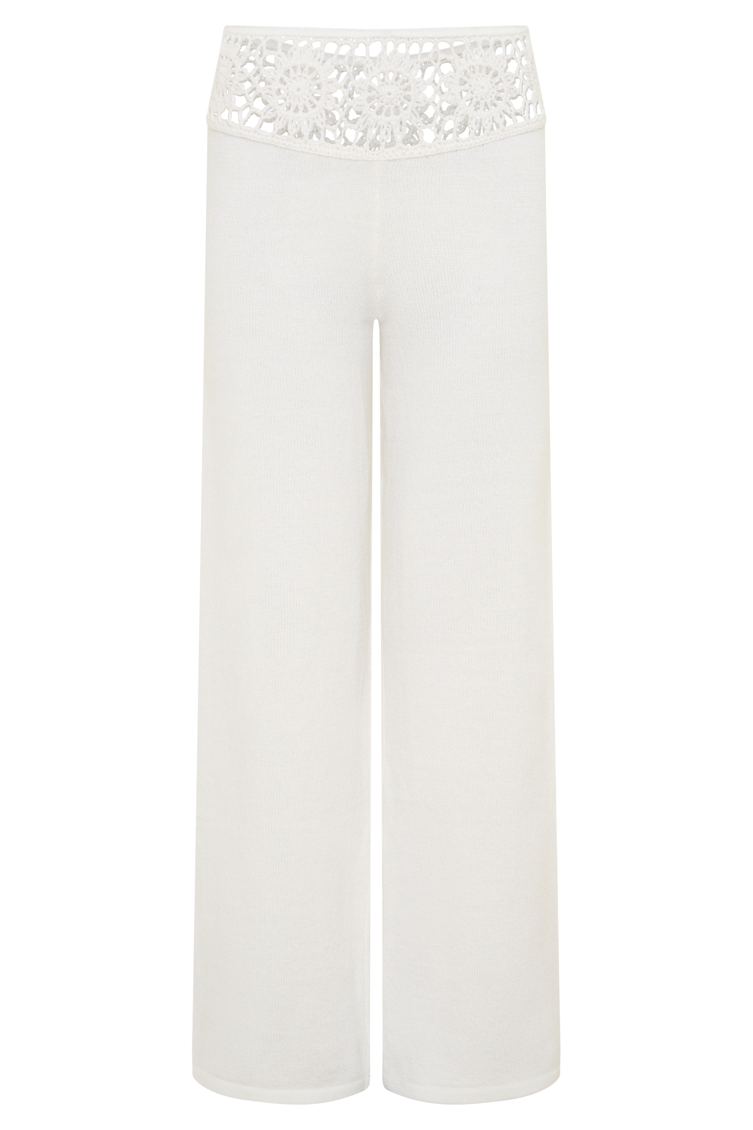 Miley Crochet Waistband Straight Leg Pant - Ivory