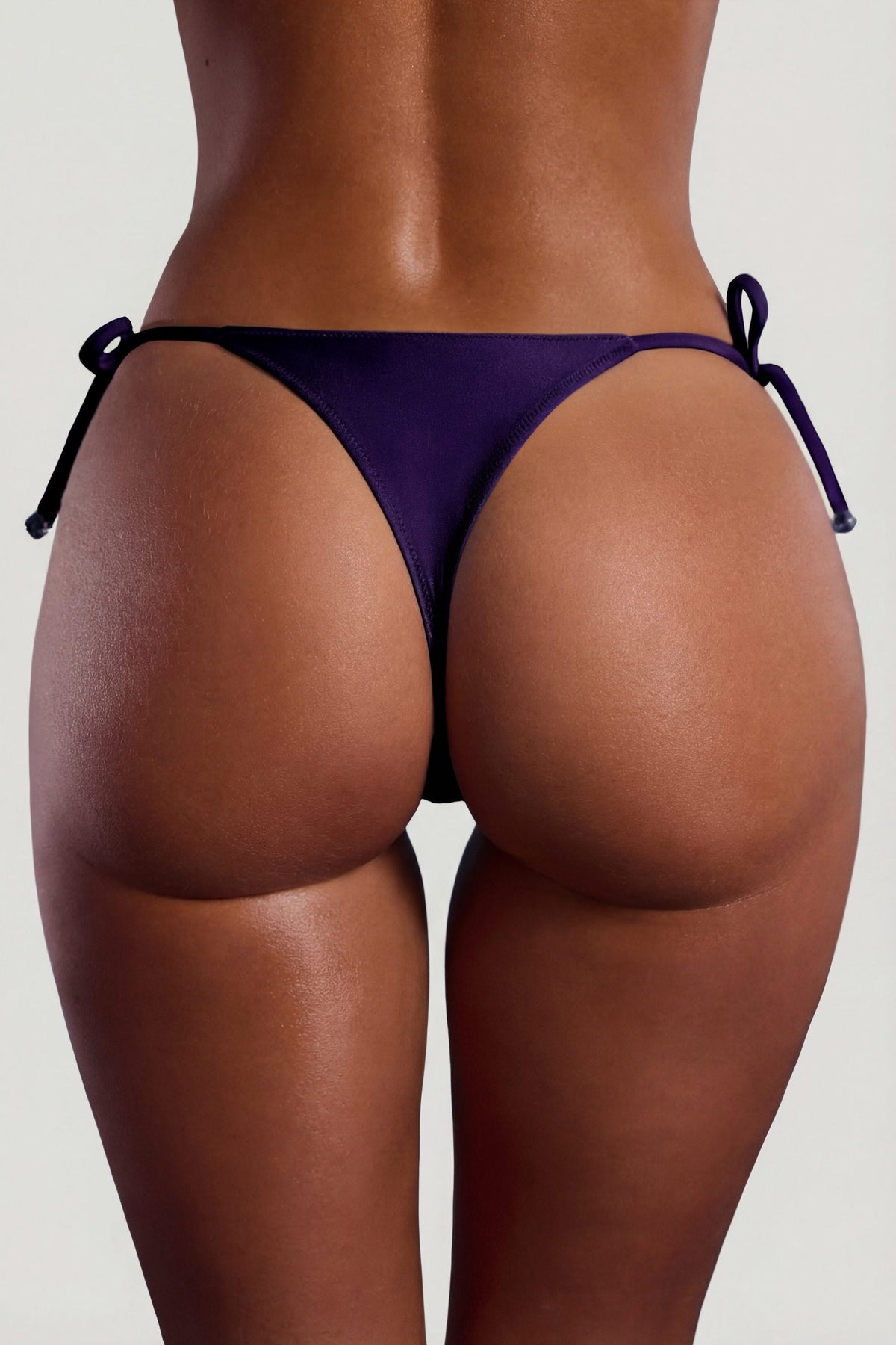 Bead-Embellished Double-Strap Triangle Bikini Top in Deep Purple