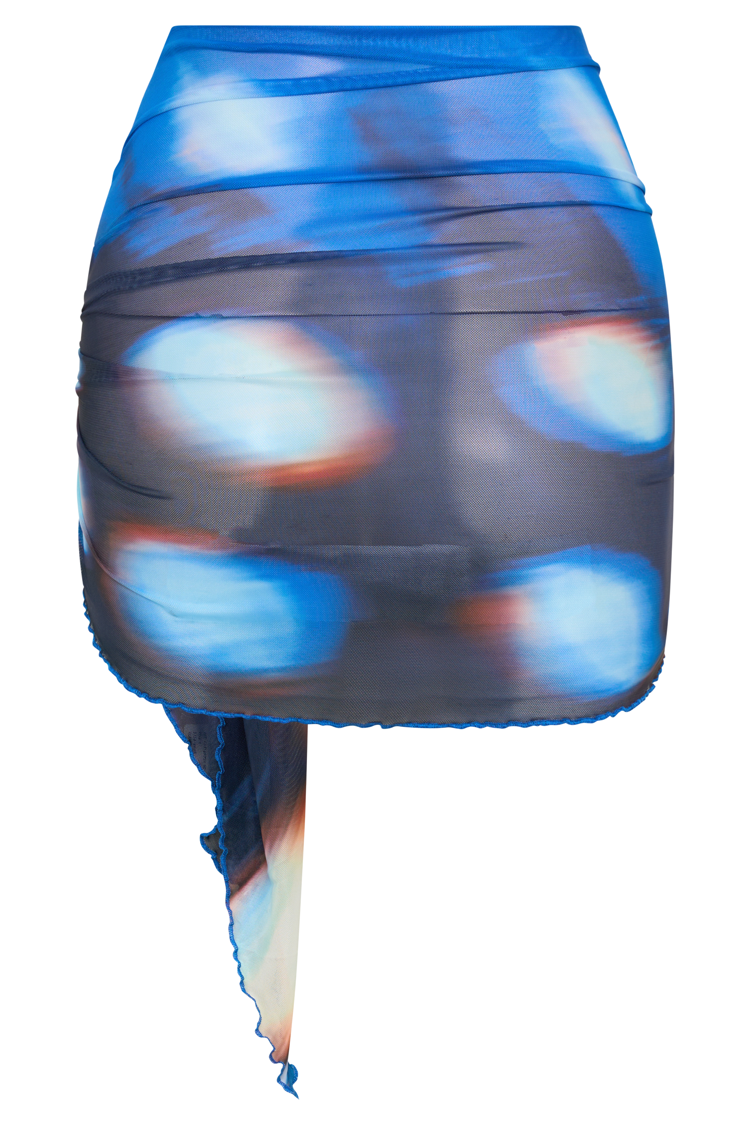 Nena Sheer Mesh Print Sarong - Blue Abstract Print