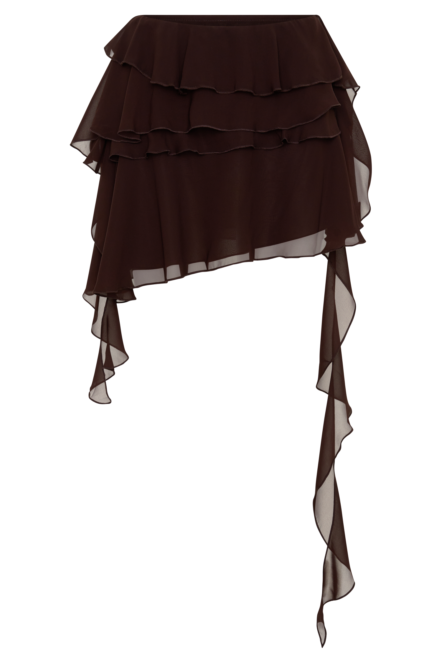 Nora Chiffon Layered Mini Skirt - Cacao Brown