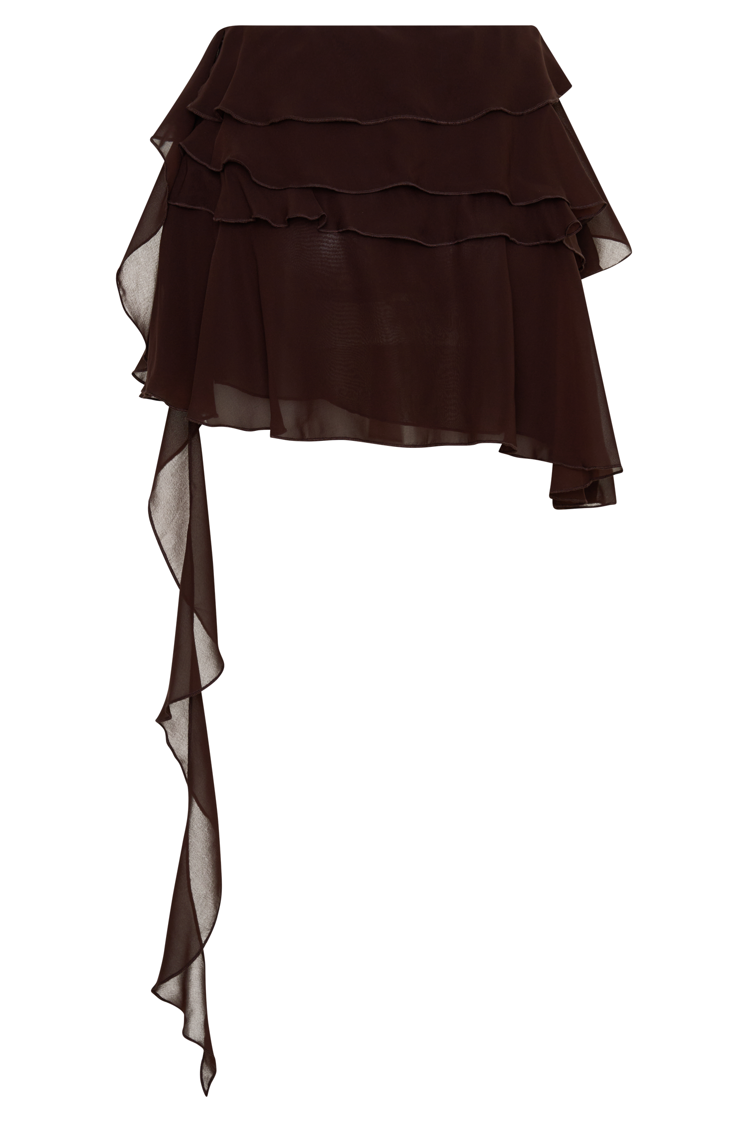 Nora Chiffon Layered Mini Skirt - Cacao Brown