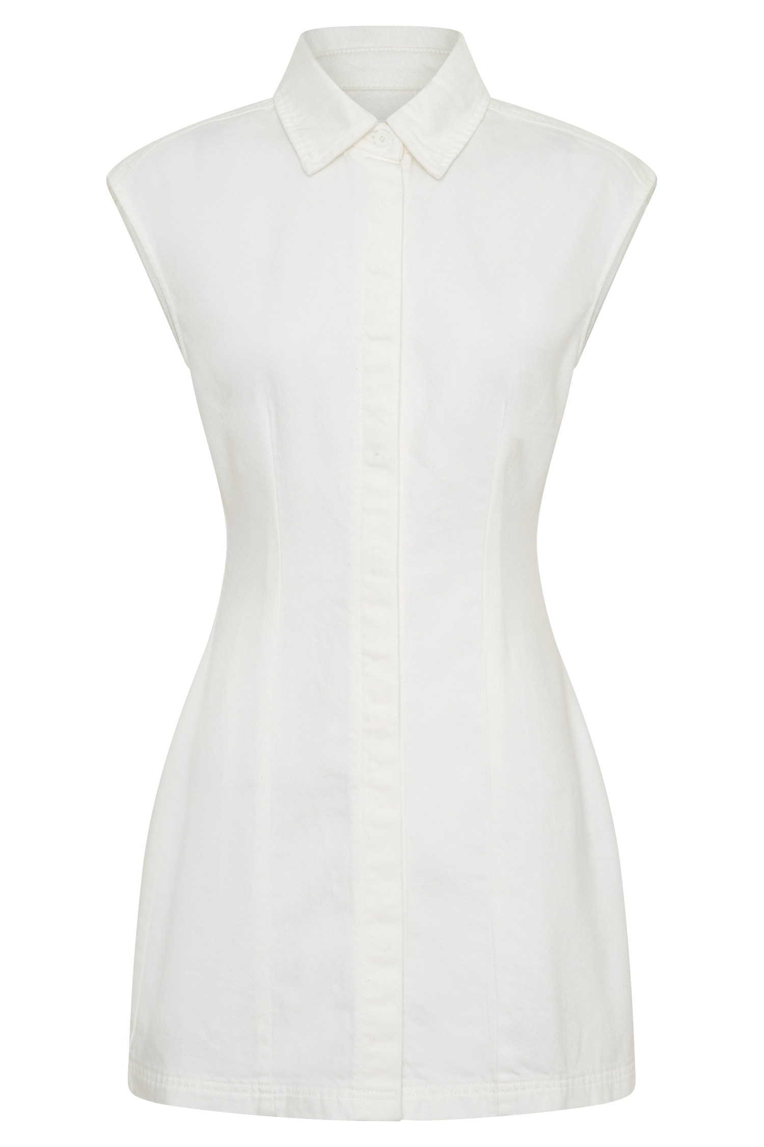 Sheriden Collared Mini Denim Dress - White