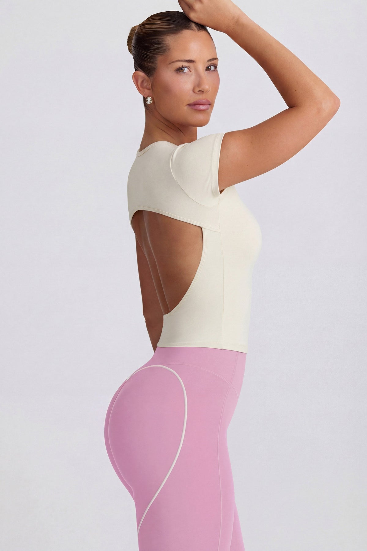 Cut-Out Longline T-Shirt in Oat