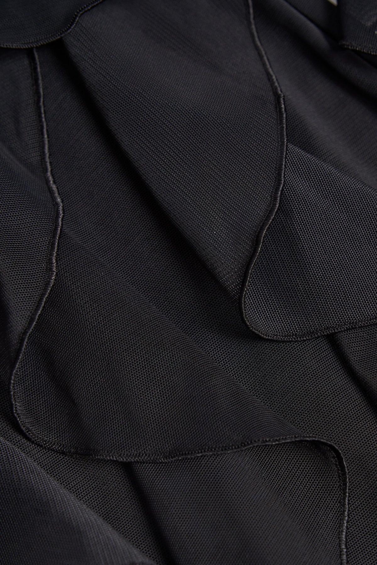 Ruffled Mid-Rise Flared Trousers in Black