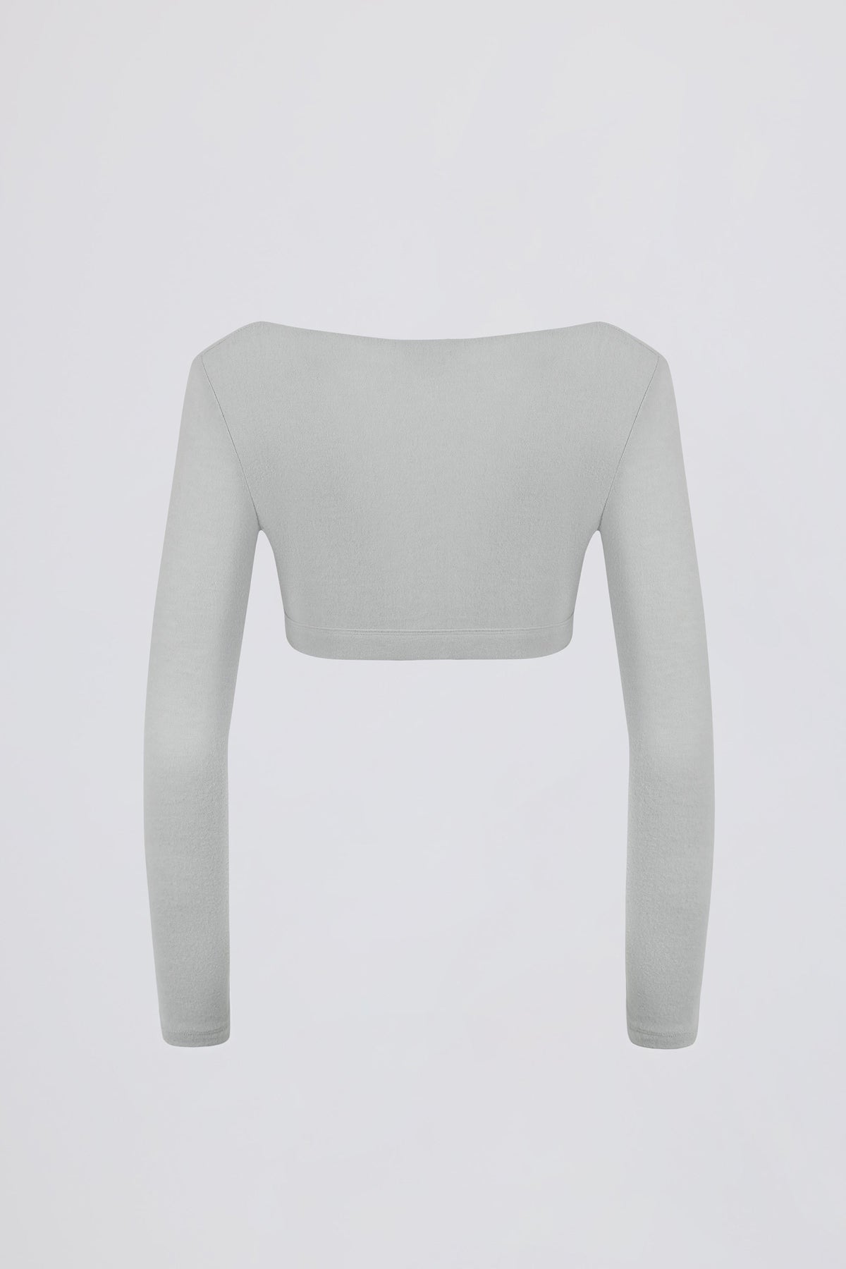 Brushed Jersey V-Neck Crop Top in Fog Grey
