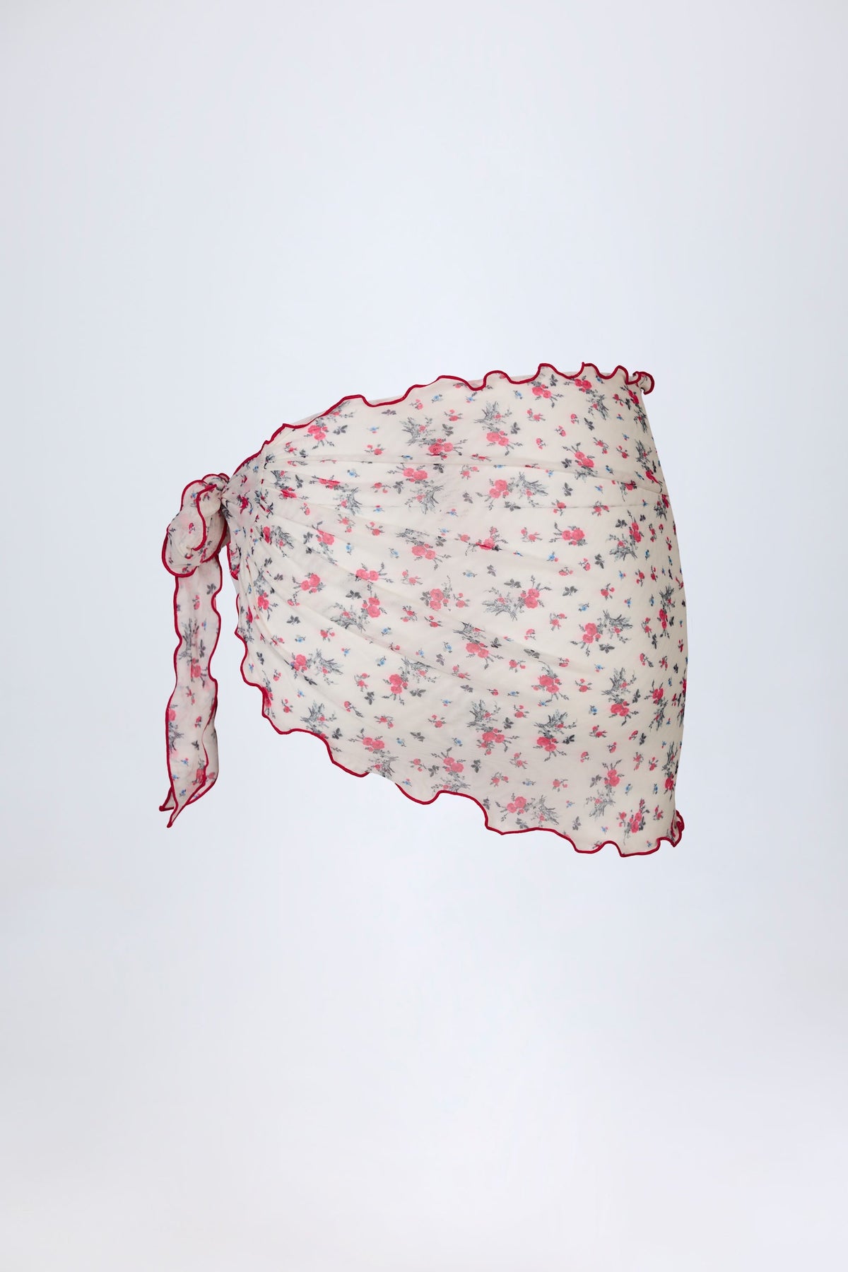 Side-Tie Sarong in Red Floral