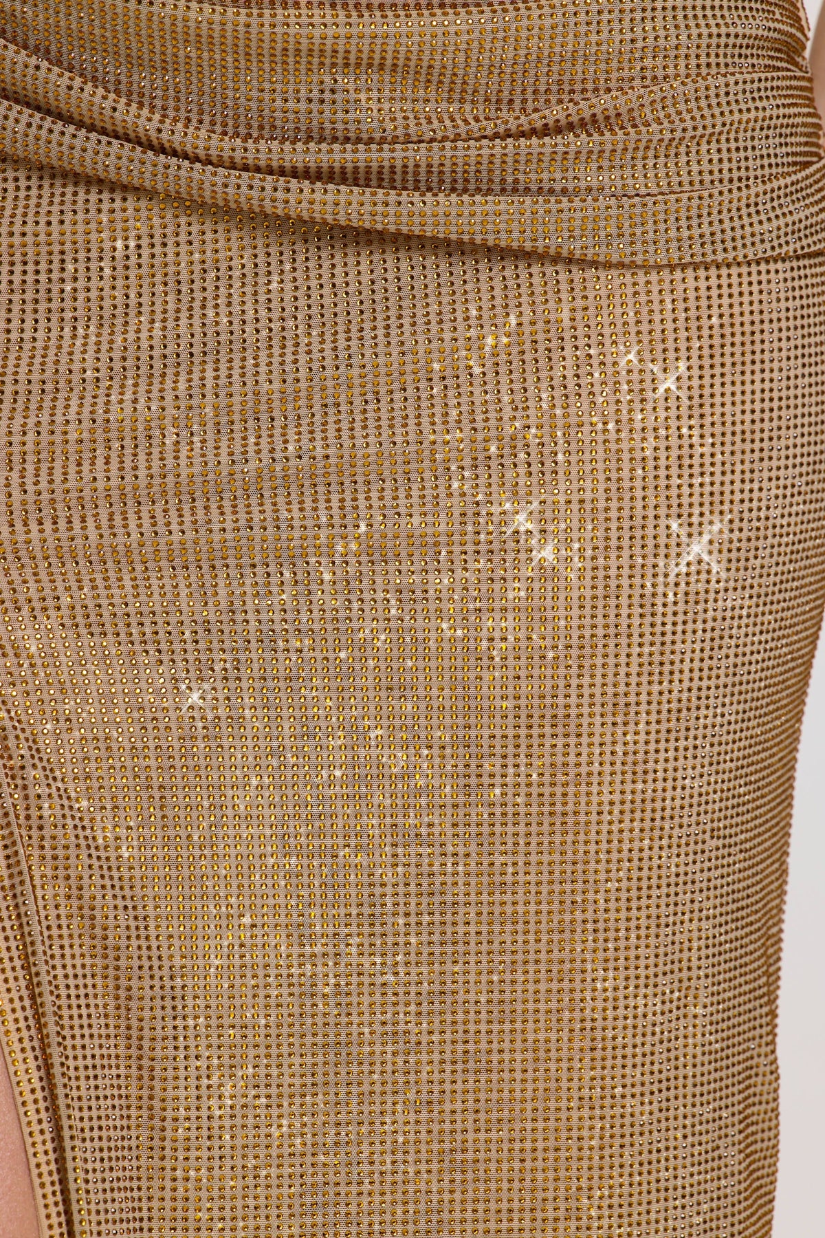 Embellished Maxi Dress in Gold